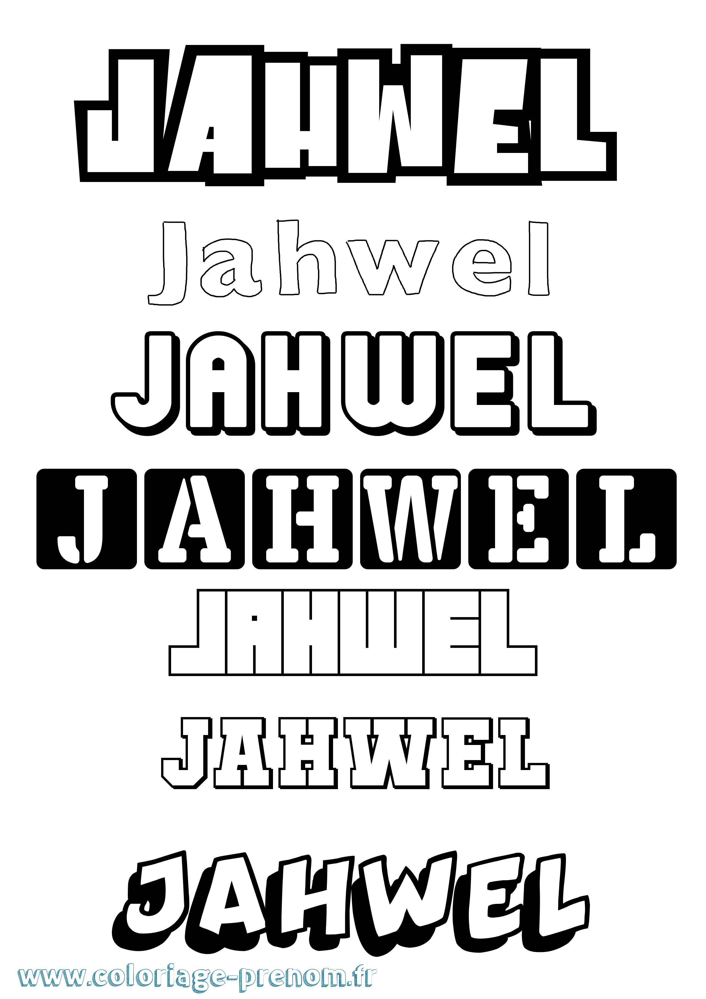 Coloriage prénom Jahwel Simple