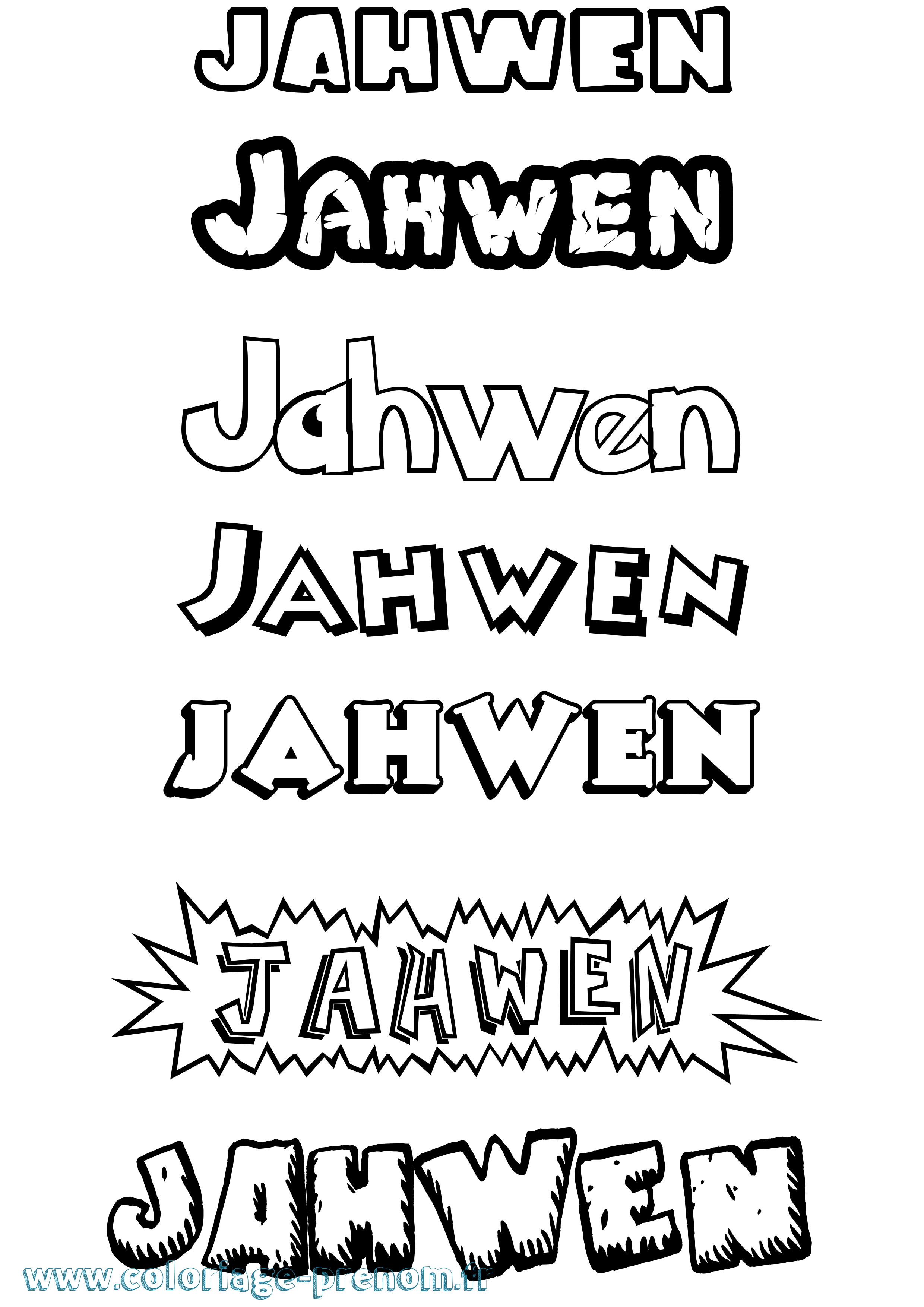 Coloriage prénom Jahwen Dessin Animé