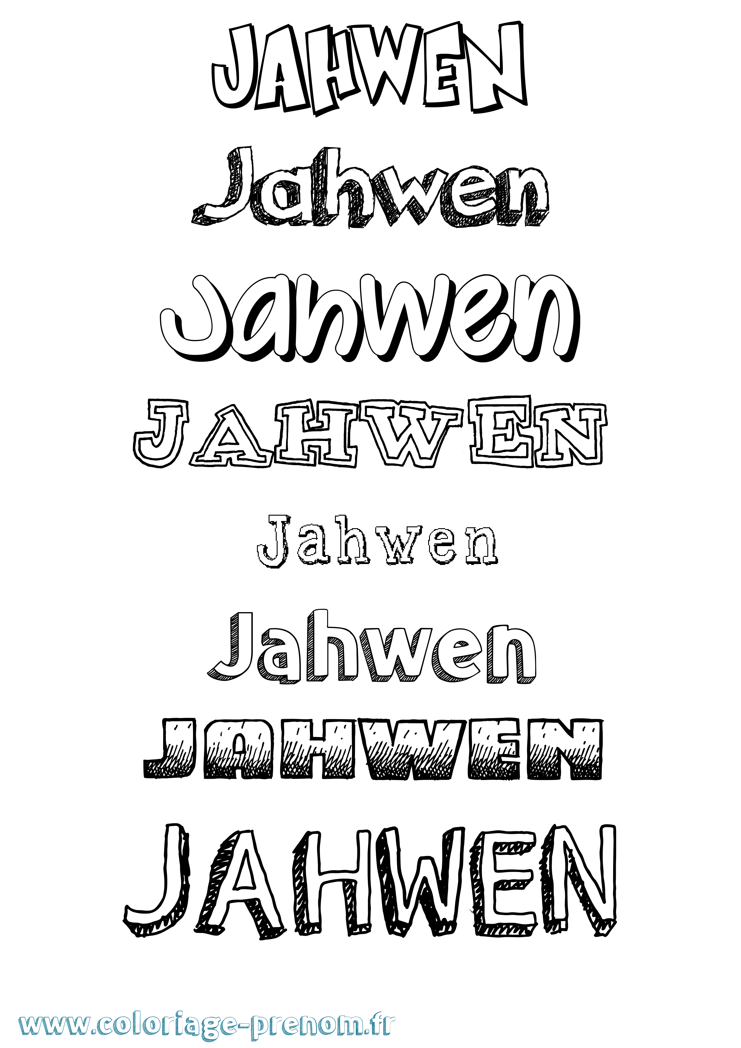 Coloriage prénom Jahwen Dessiné