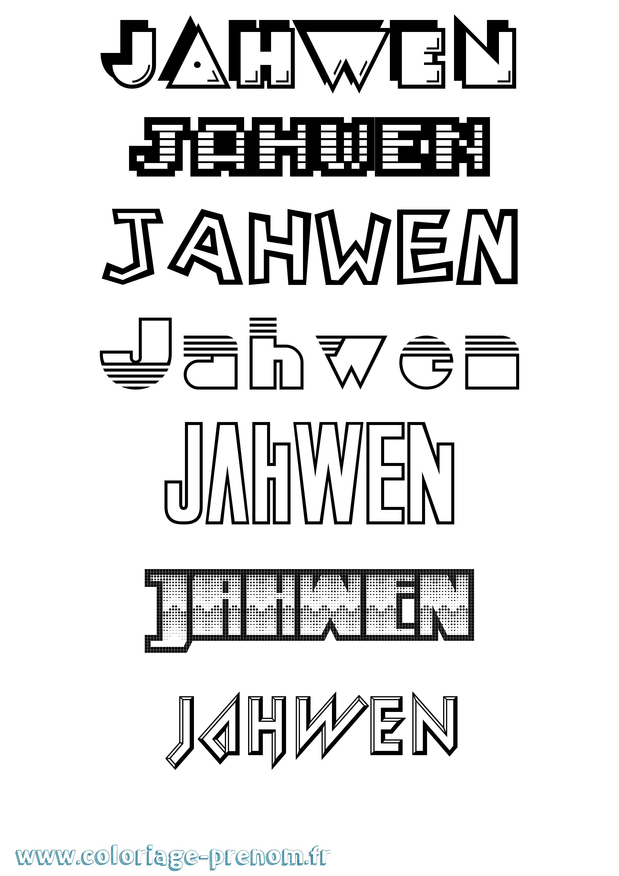 Coloriage prénom Jahwen Jeux Vidéos