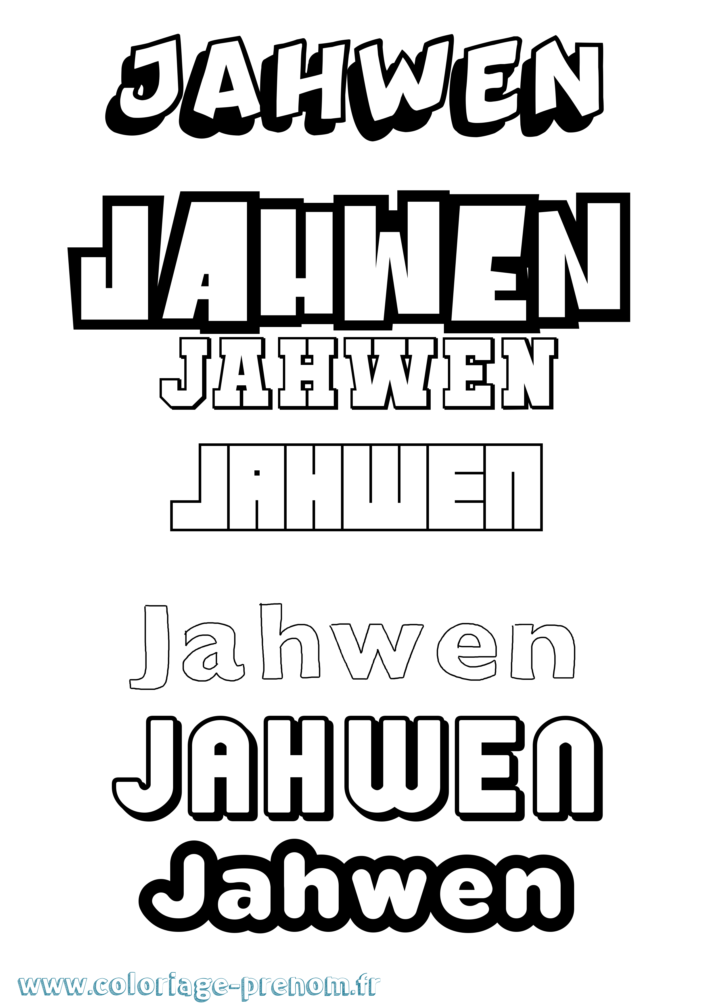 Coloriage prénom Jahwen Simple