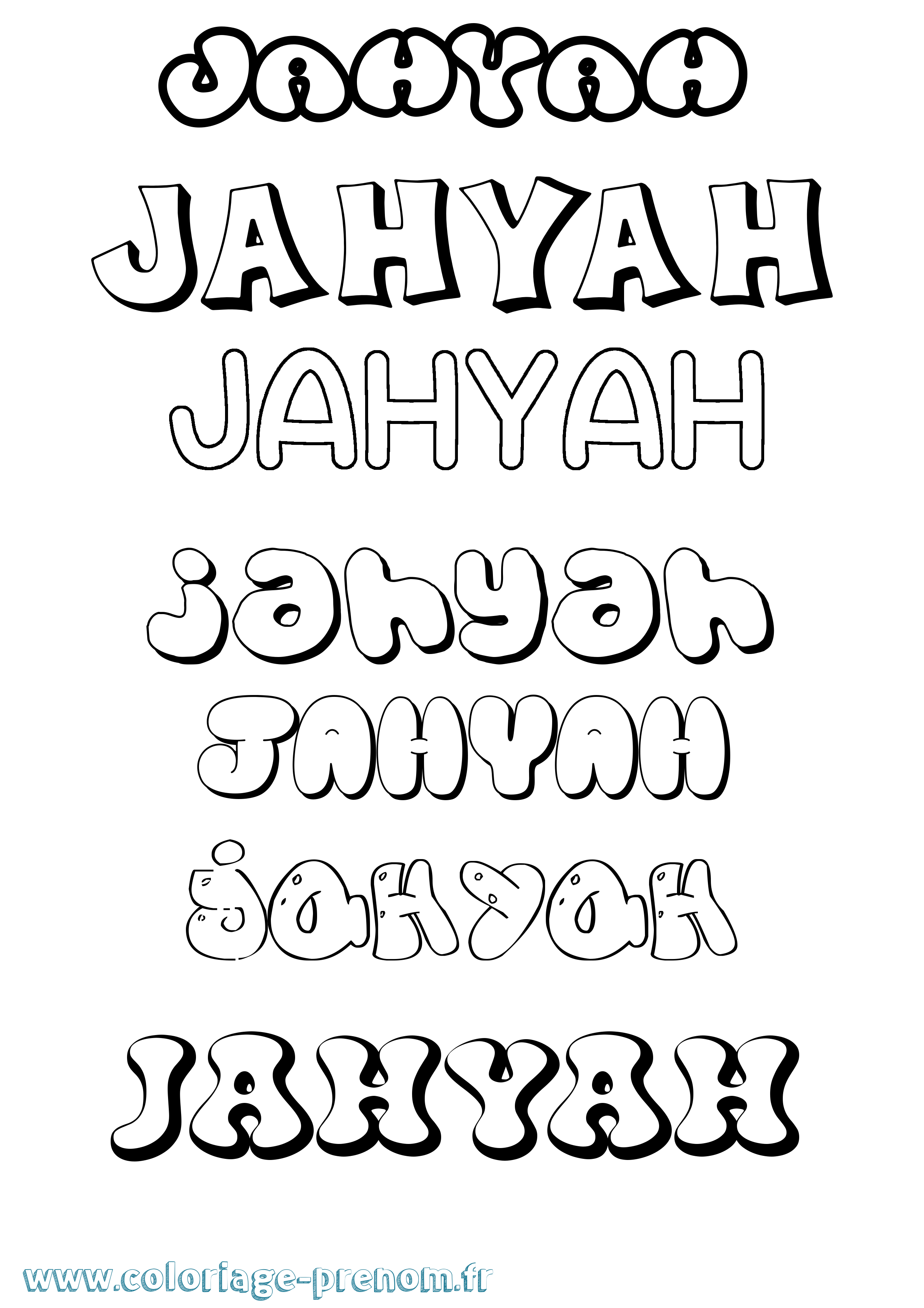 Coloriage Jahyah Bubble Coloriage prénom Jahyah Bubble