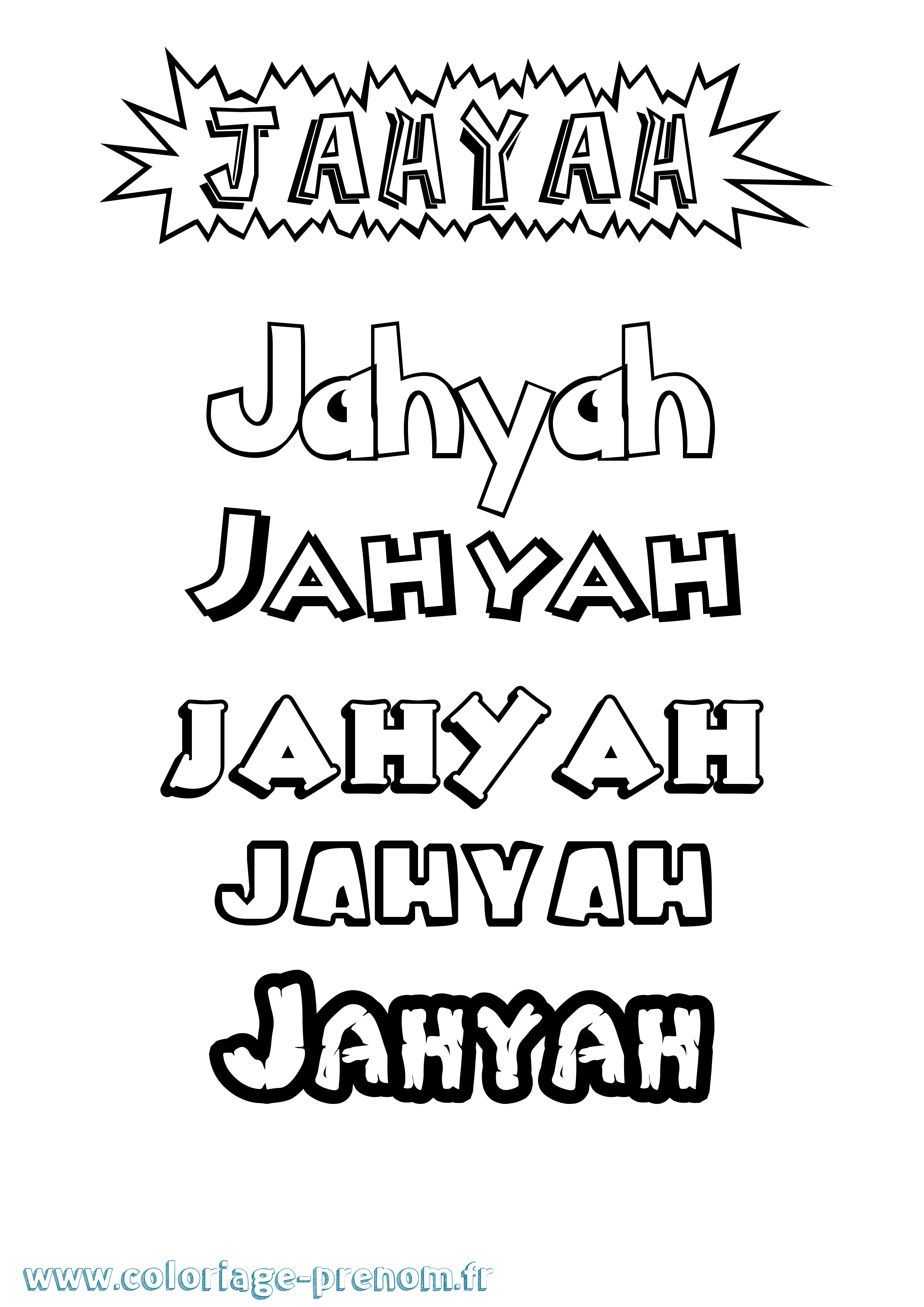 Coloriage Jahyah Dessin Animé Coloriage prénom Jahyah Dessin Animé