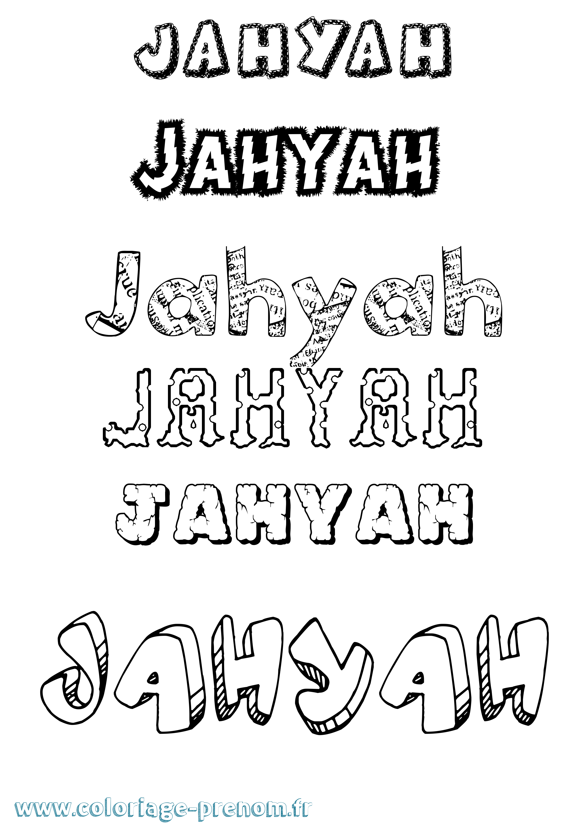 Coloriage Jahyah Destructuré Coloriage prénom Jahyah Destructuré