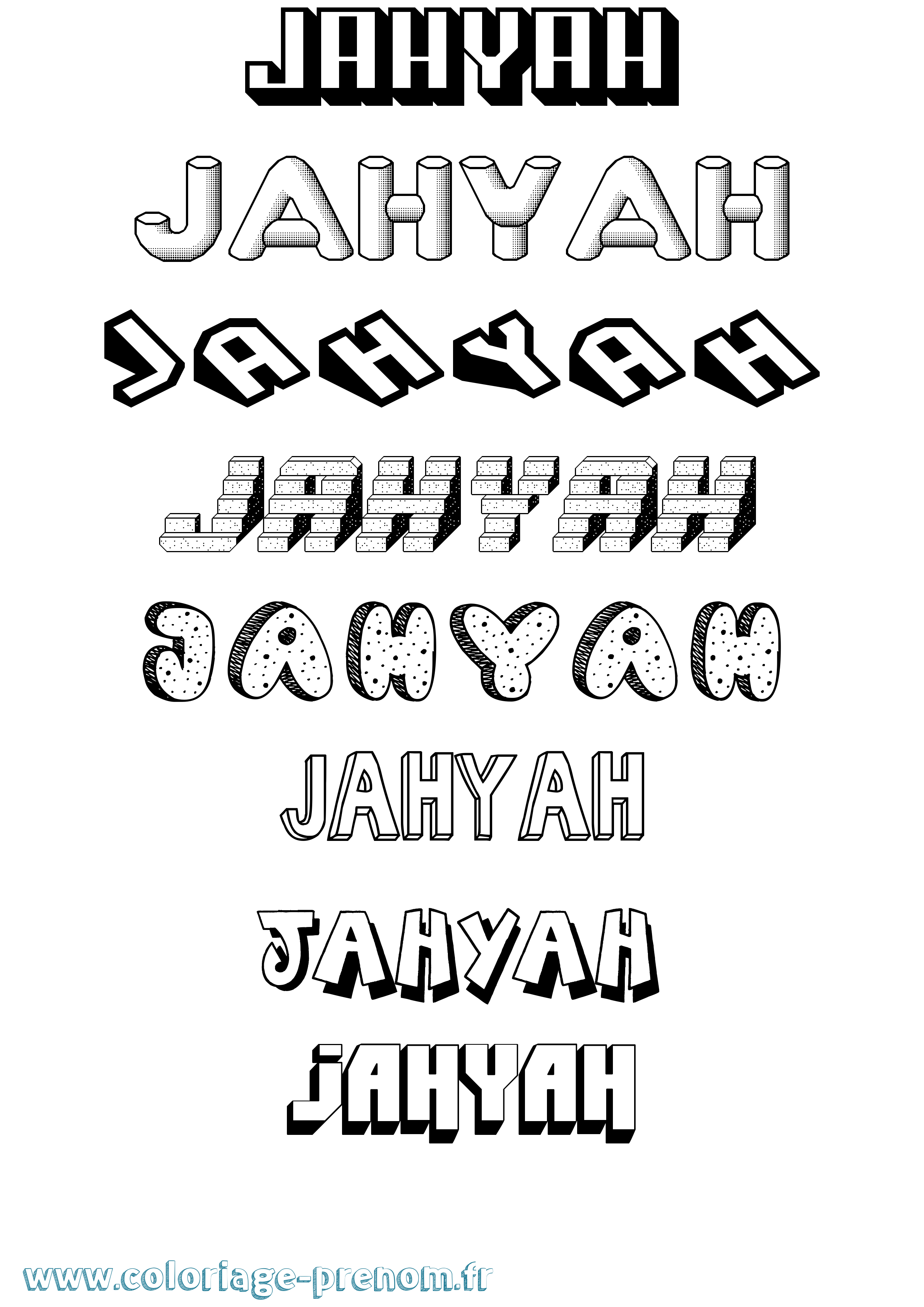 Coloriage Jahyah Effet 3D Coloriage prénom Jahyah Effet 3D