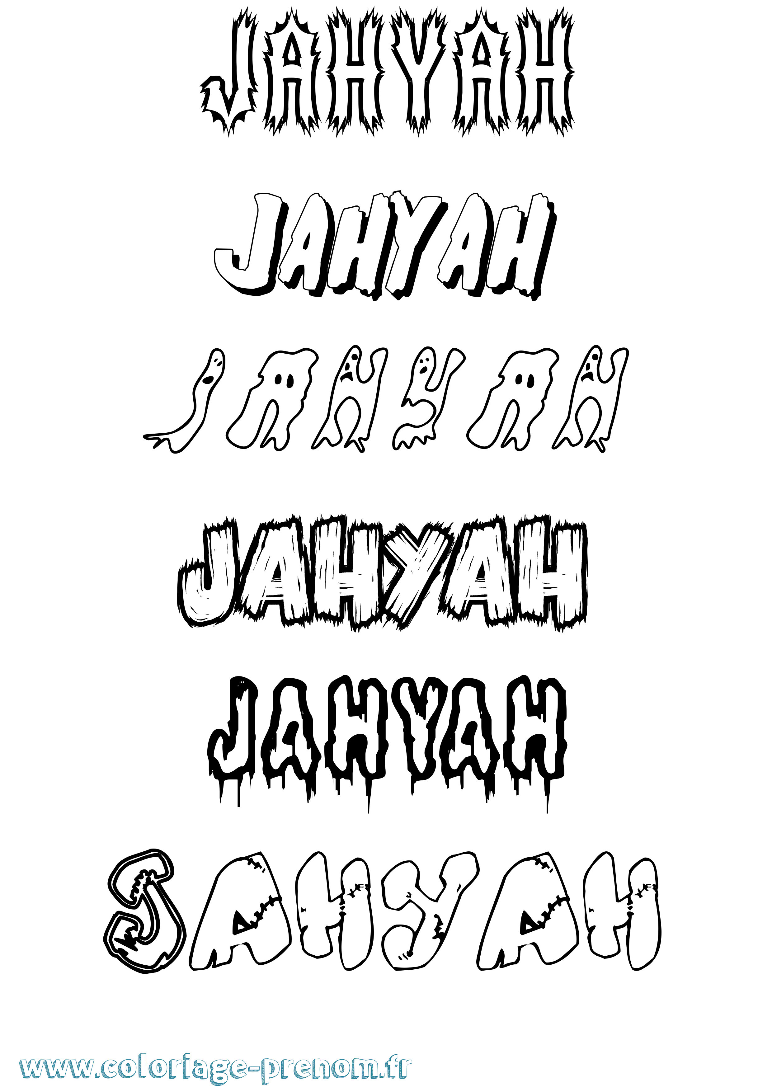 Coloriage Jahyah Frisson Coloriage prénom Jahyah Frisson
