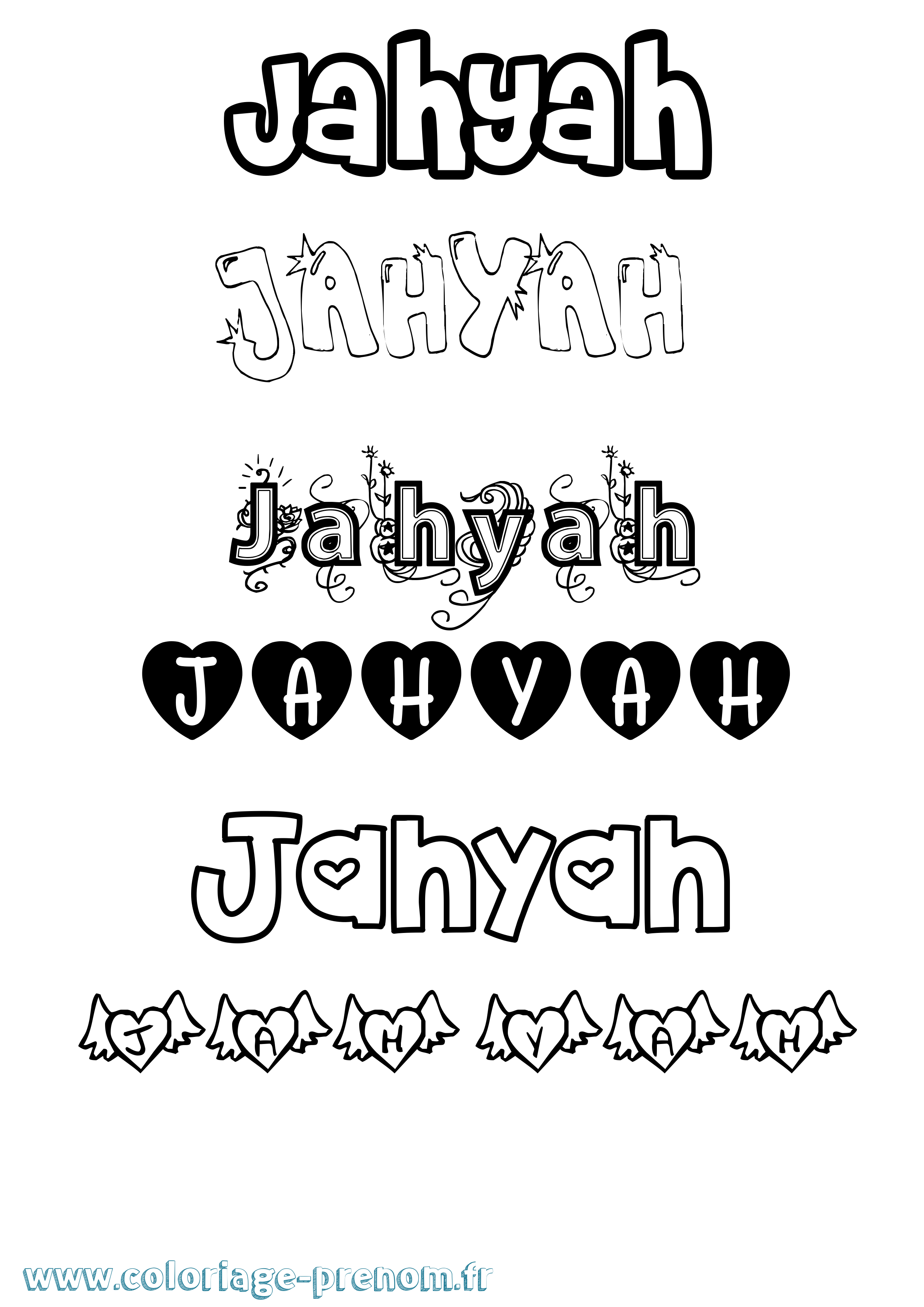 Coloriage Jahyah Girly Coloriage prénom Jahyah Girly