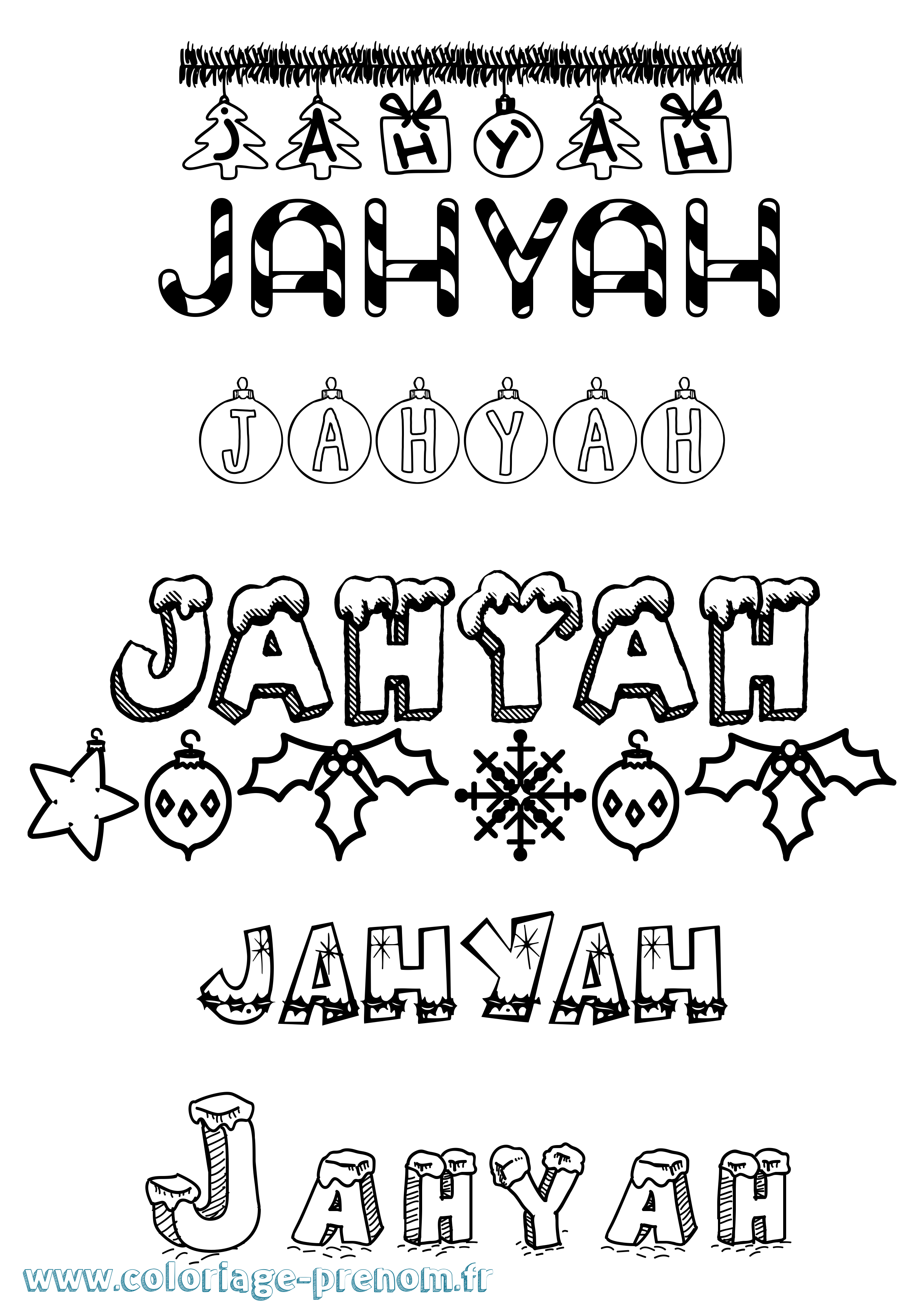 Coloriage Jahyah Noël Coloriage prénom Jahyah Noël