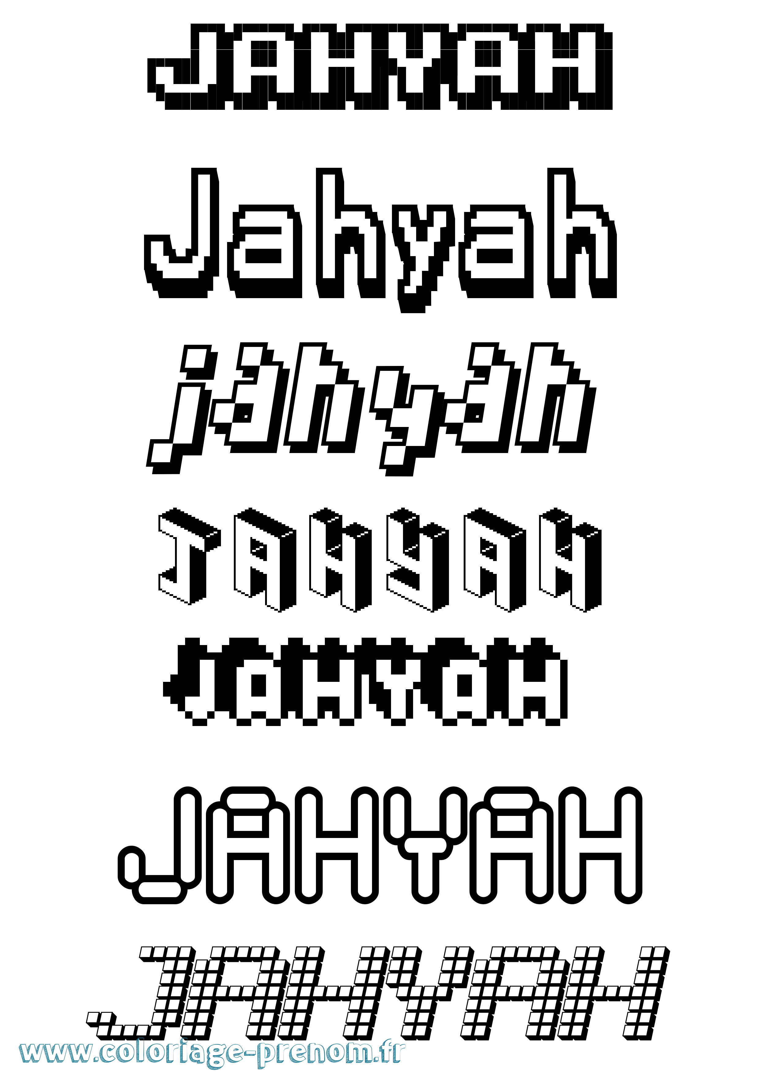Coloriage Jahyah Pixel Coloriage prénom Jahyah Pixel