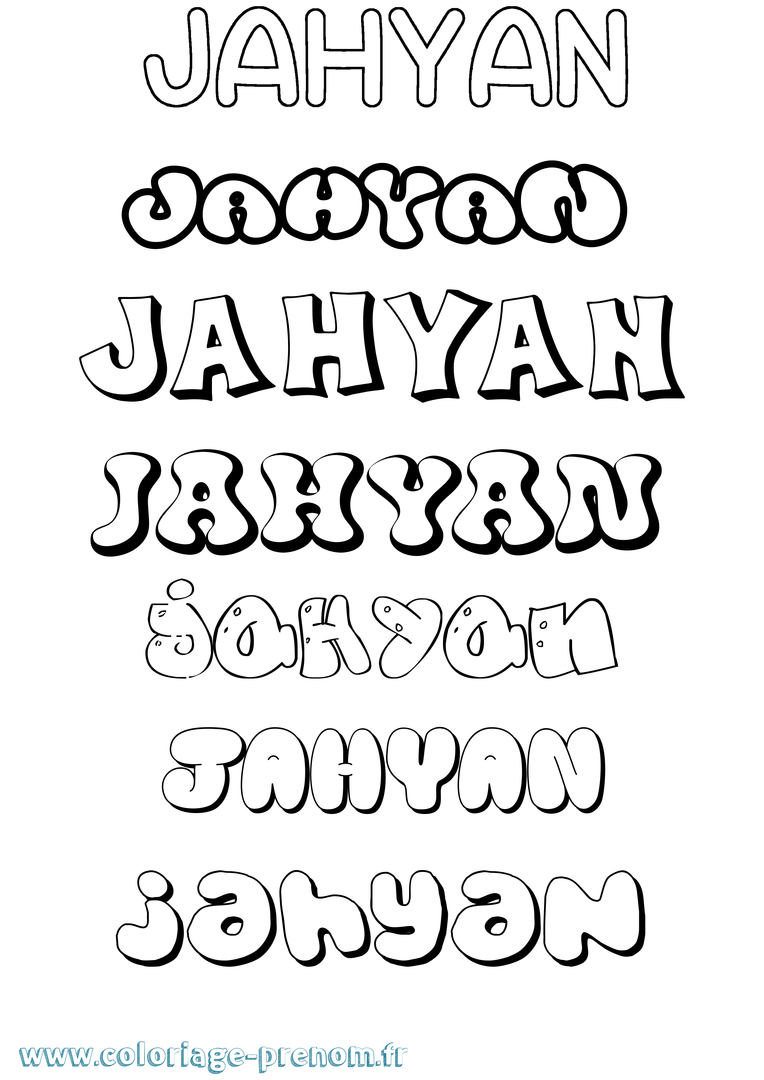 Coloriage prénom Jahyan Bubble