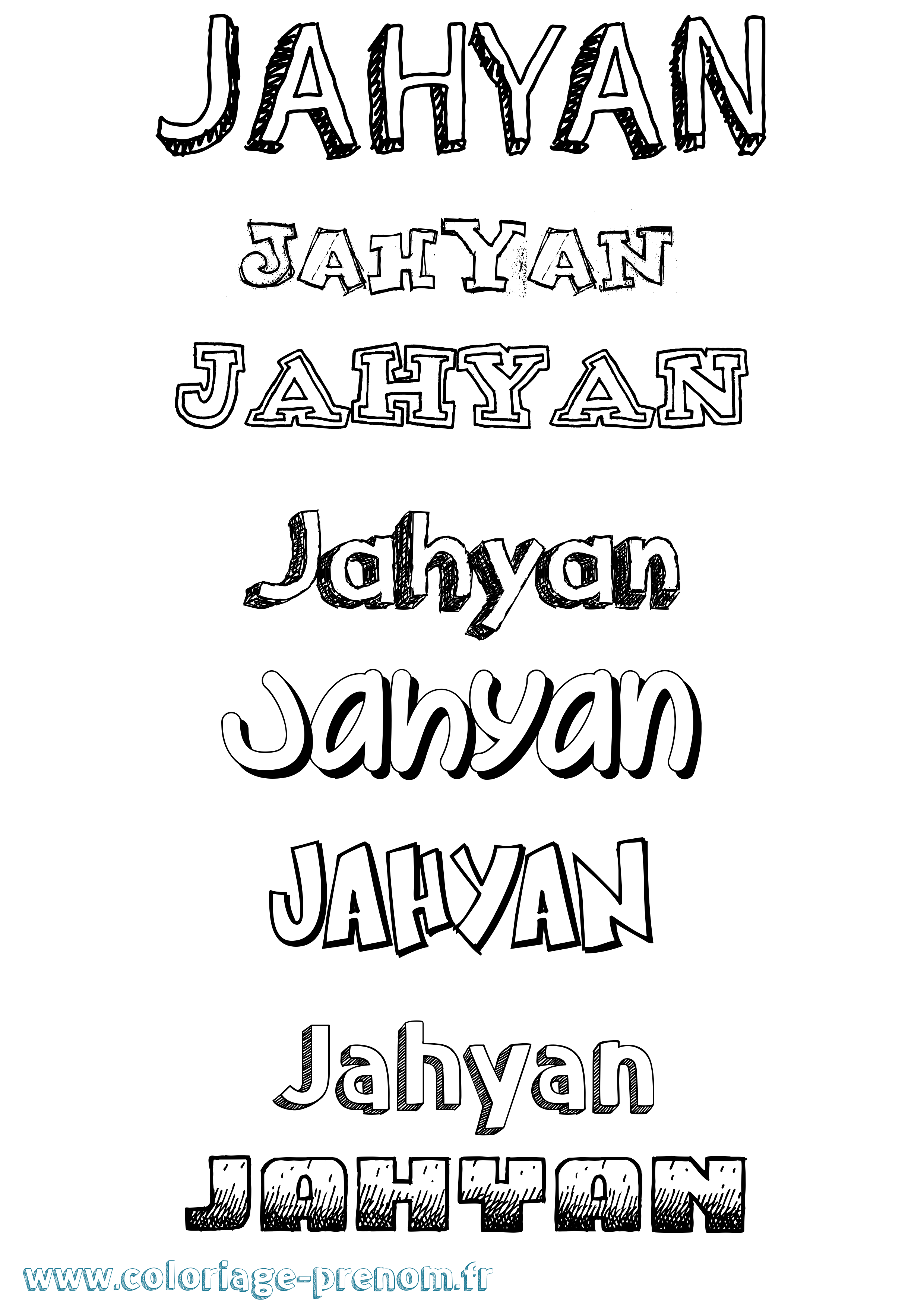 Coloriage prénom Jahyan Dessiné