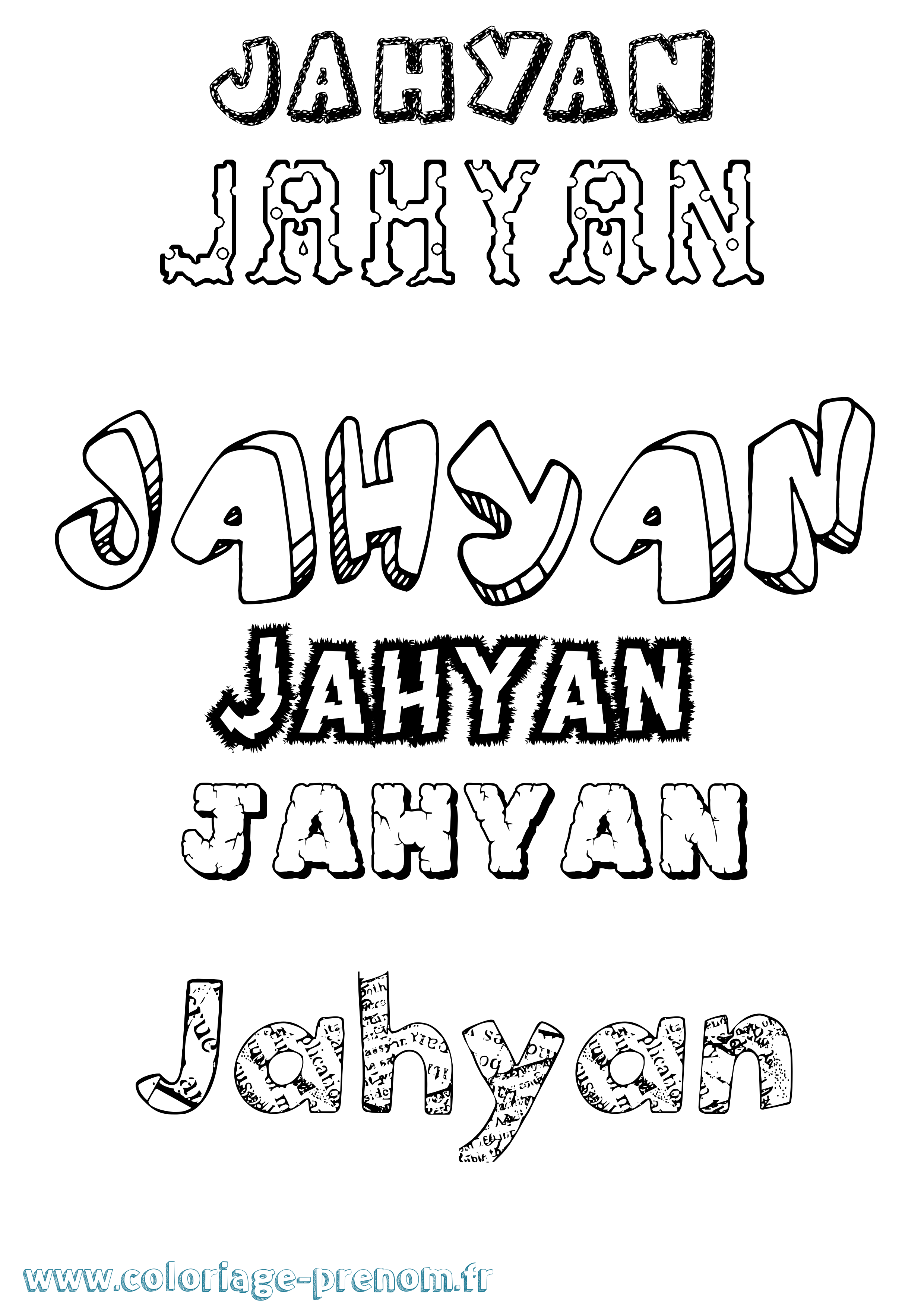 Coloriage prénom Jahyan Destructuré