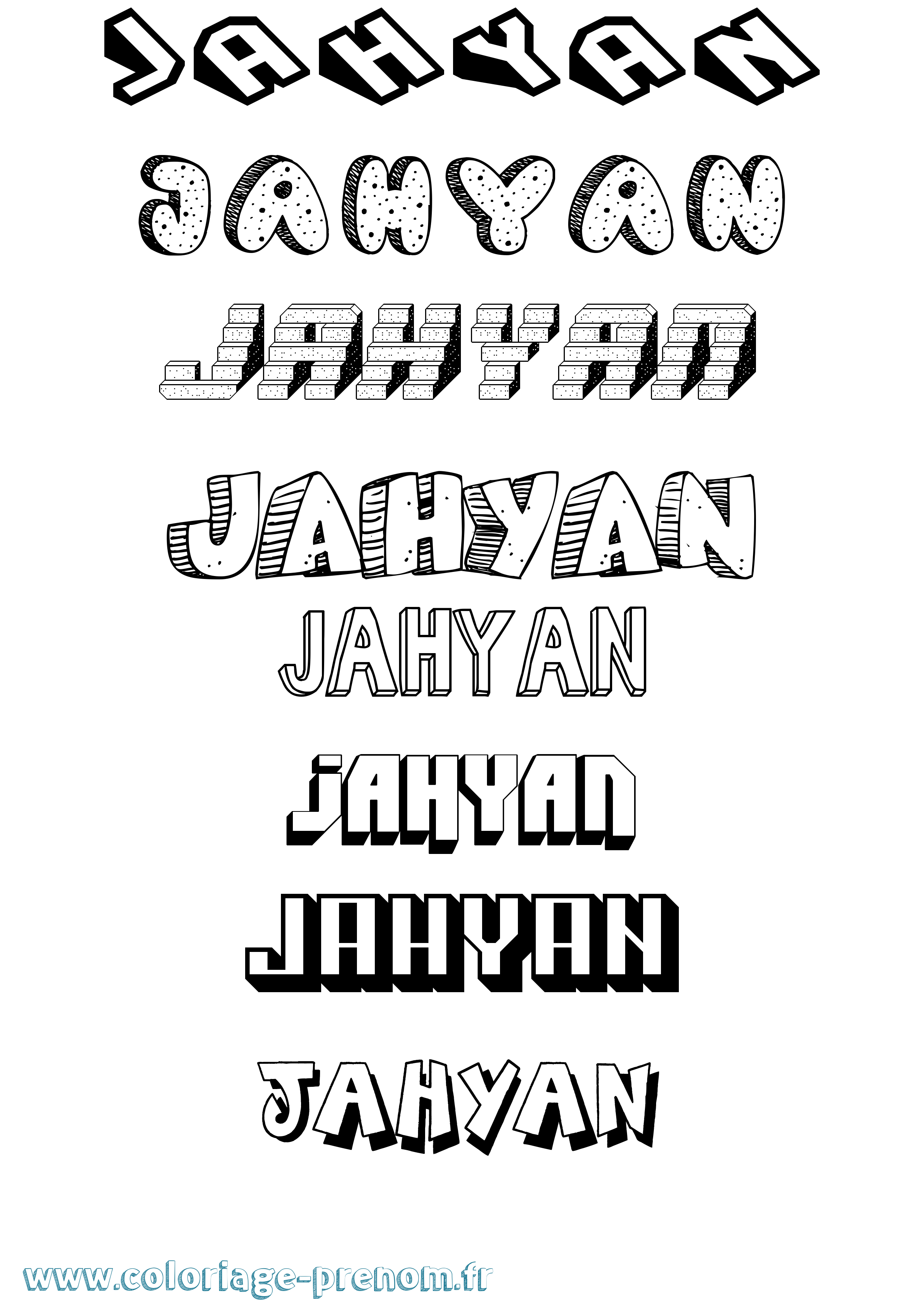 Coloriage prénom Jahyan Effet 3D
