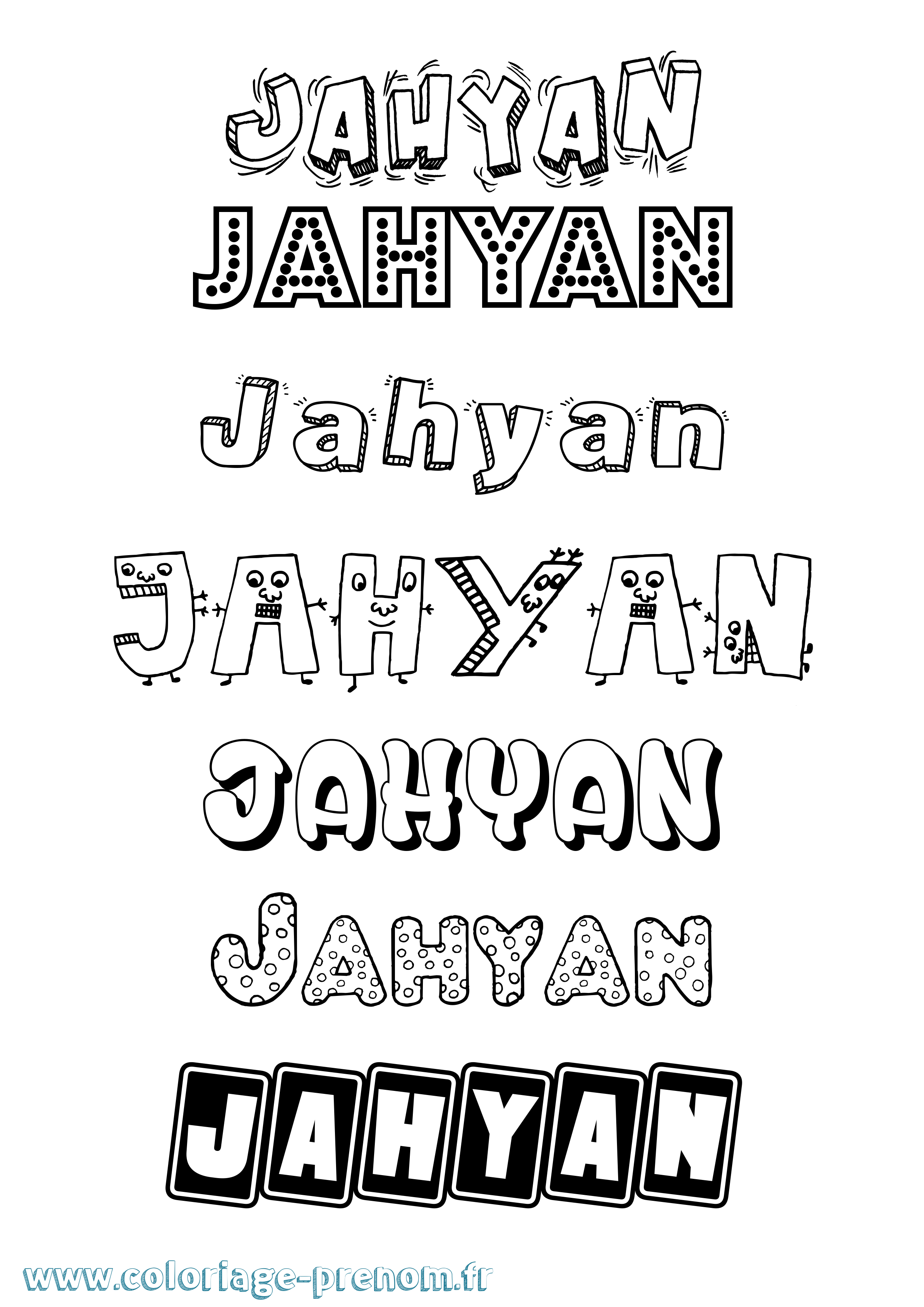 Coloriage prénom Jahyan Fun