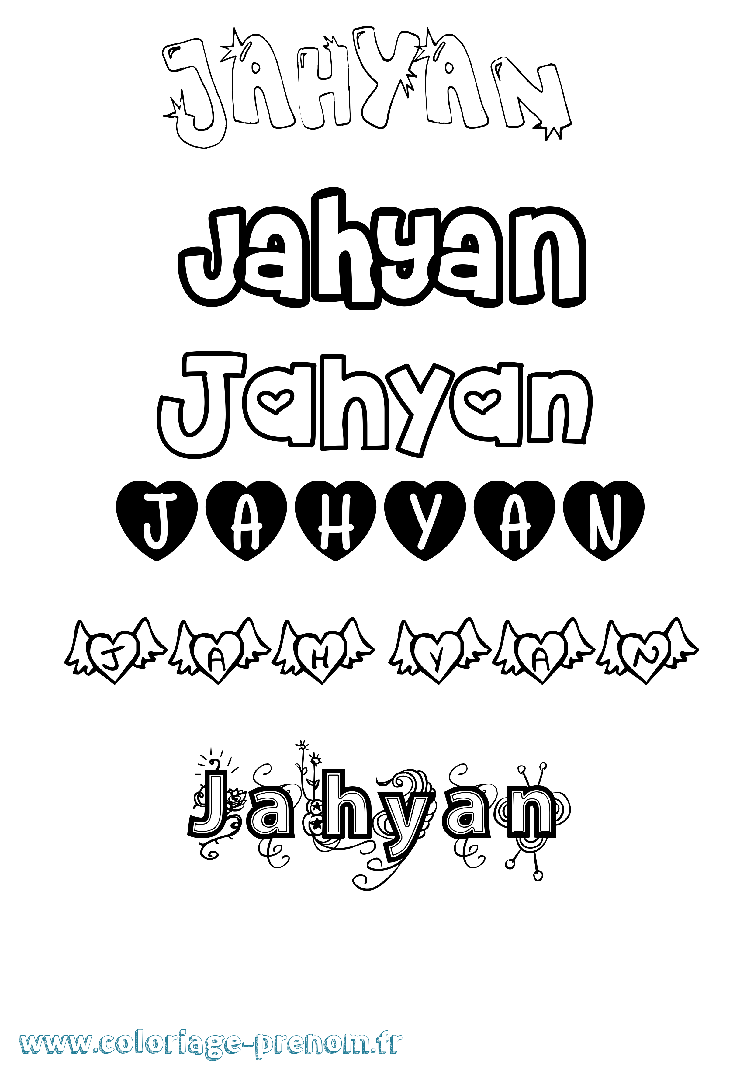 Coloriage prénom Jahyan Girly