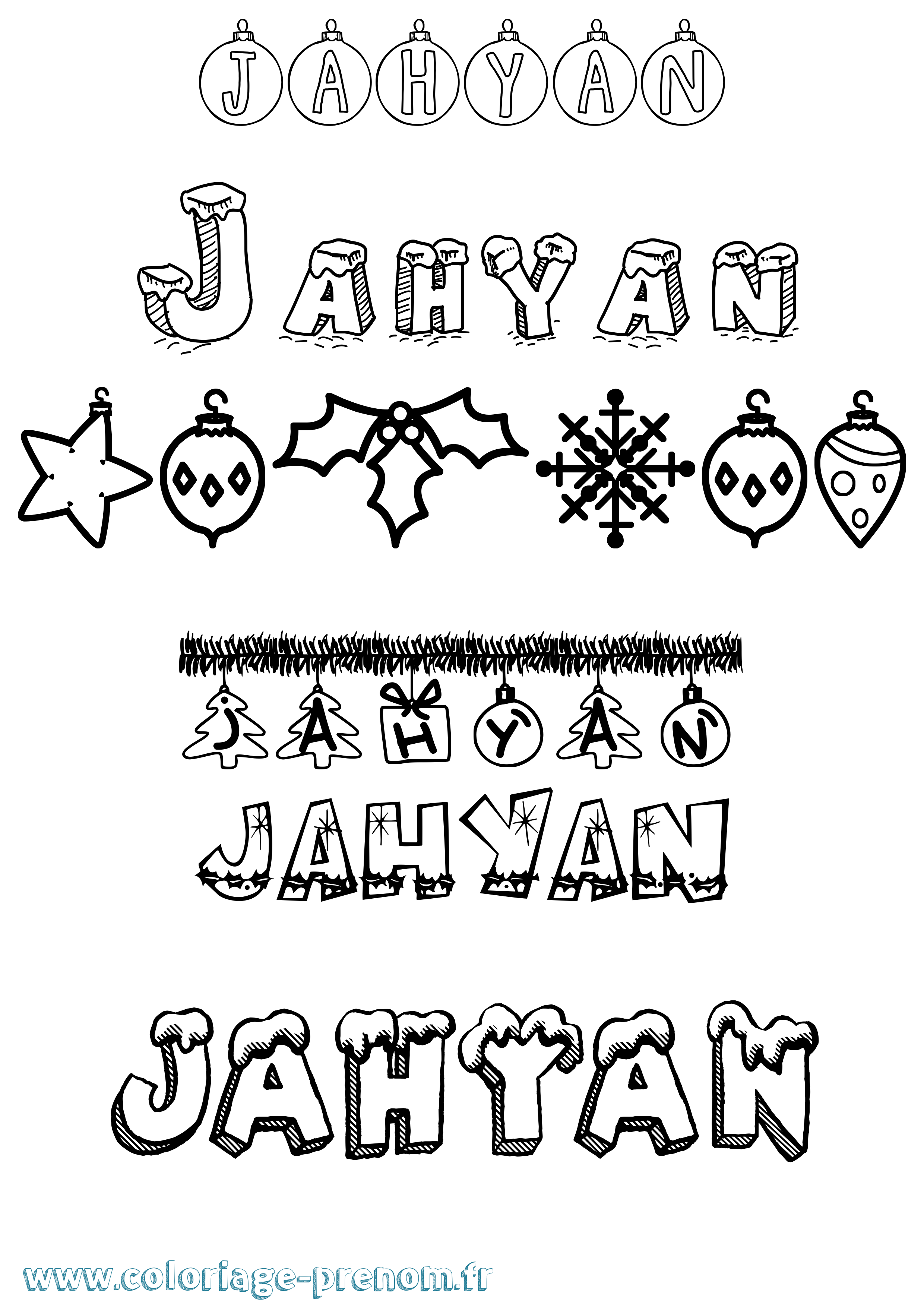 Coloriage prénom Jahyan Noël