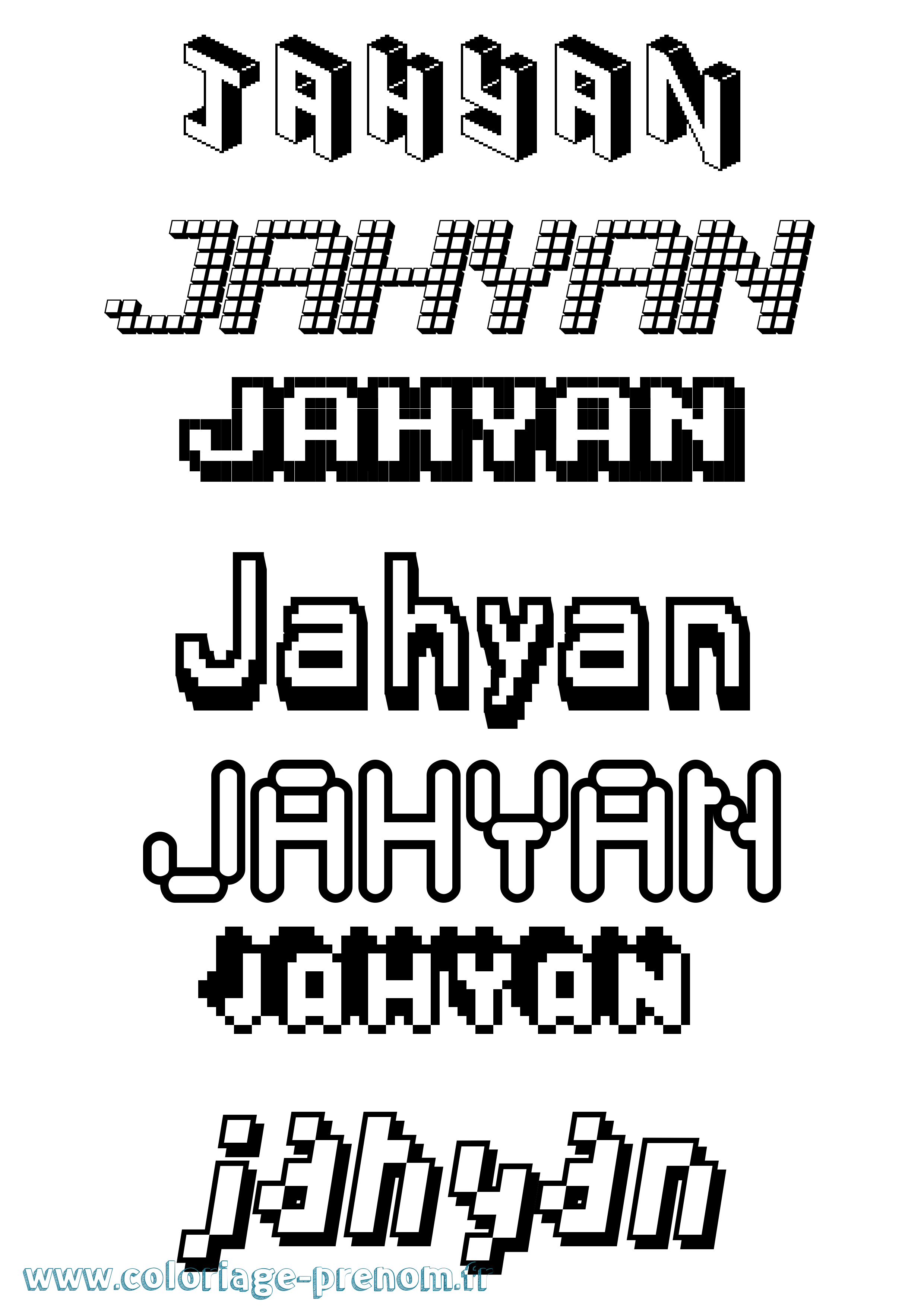 Coloriage prénom Jahyan Pixel