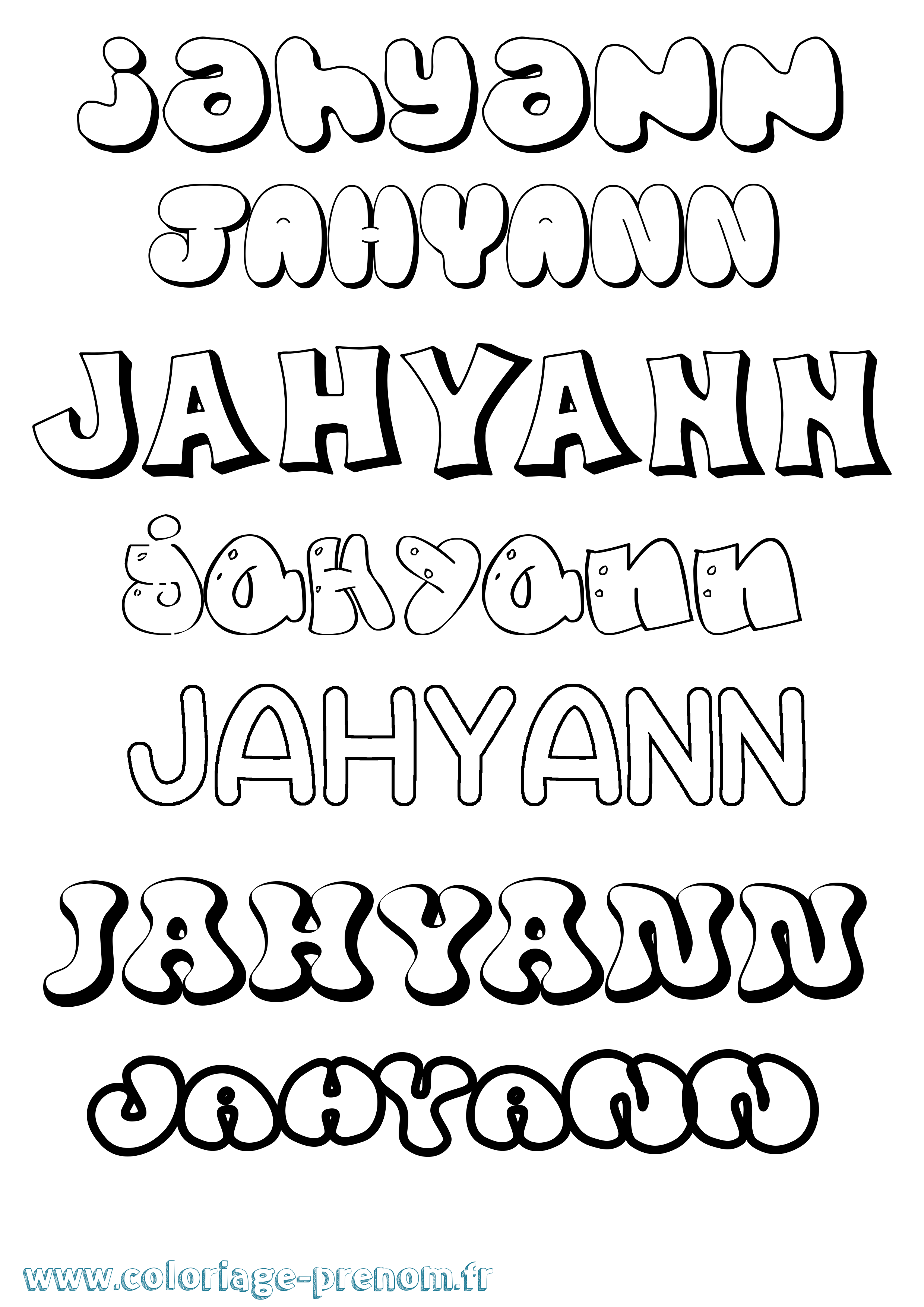 Coloriage prénom Jahyann Bubble
