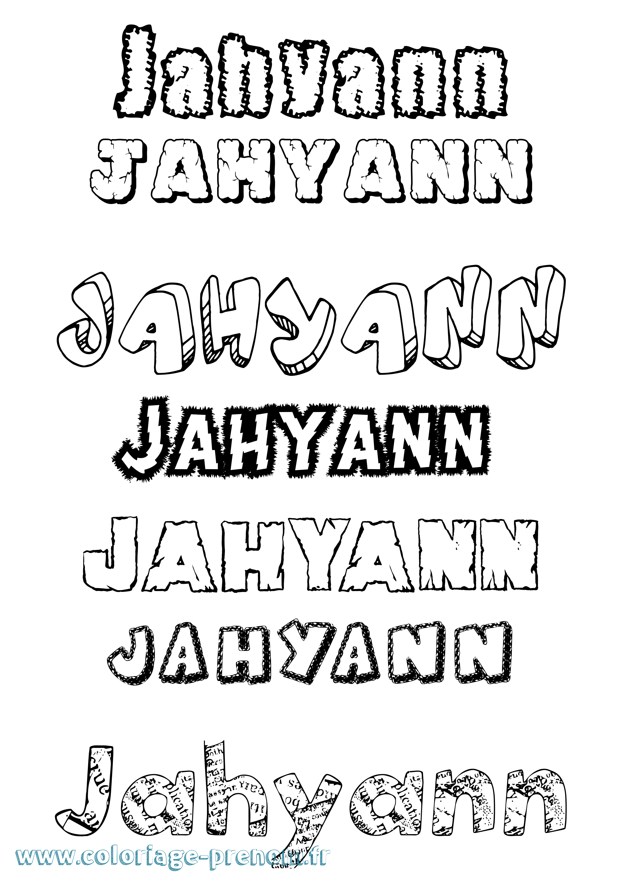 Coloriage prénom Jahyann Destructuré