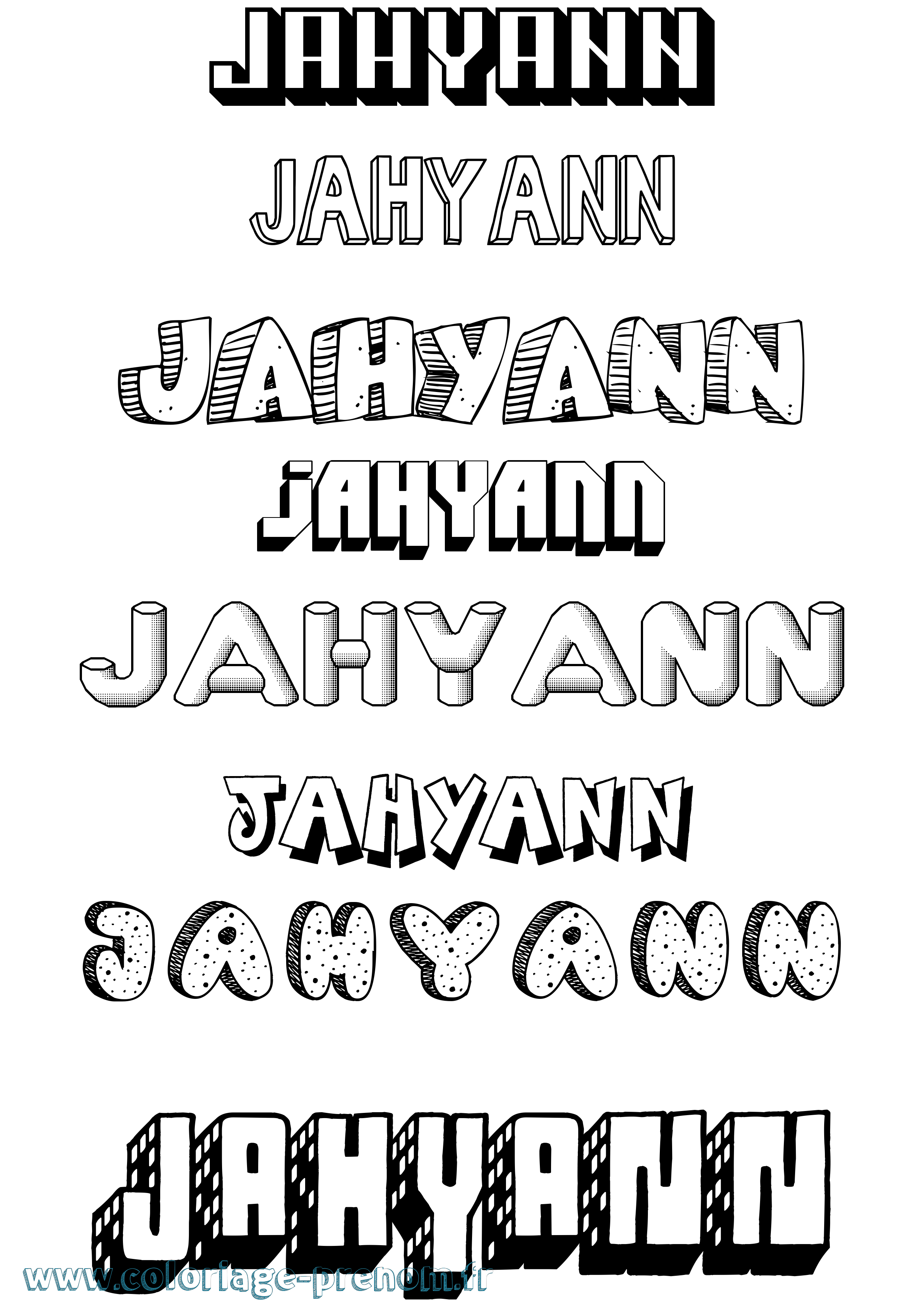 Coloriage prénom Jahyann Effet 3D