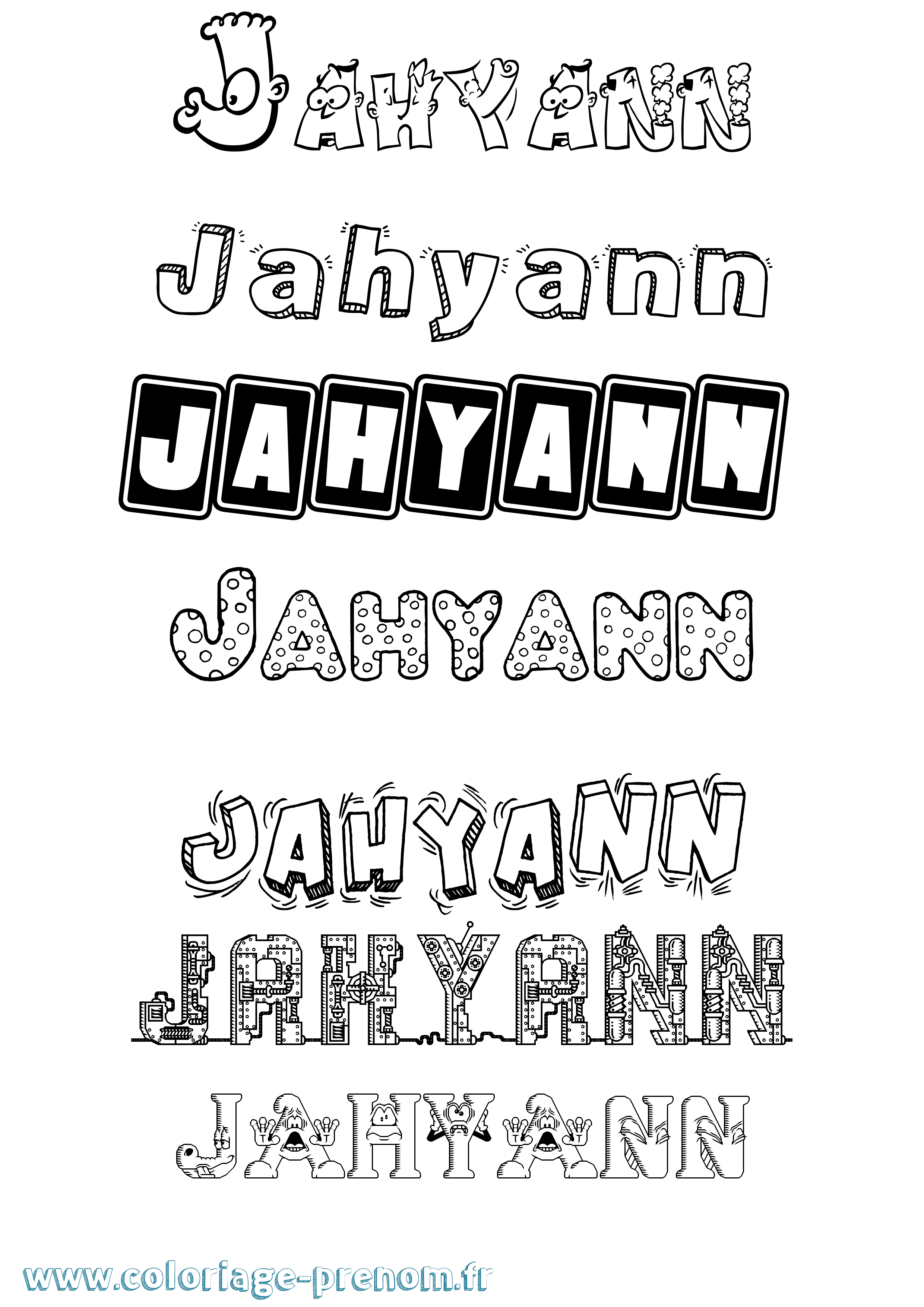 Coloriage prénom Jahyann Fun