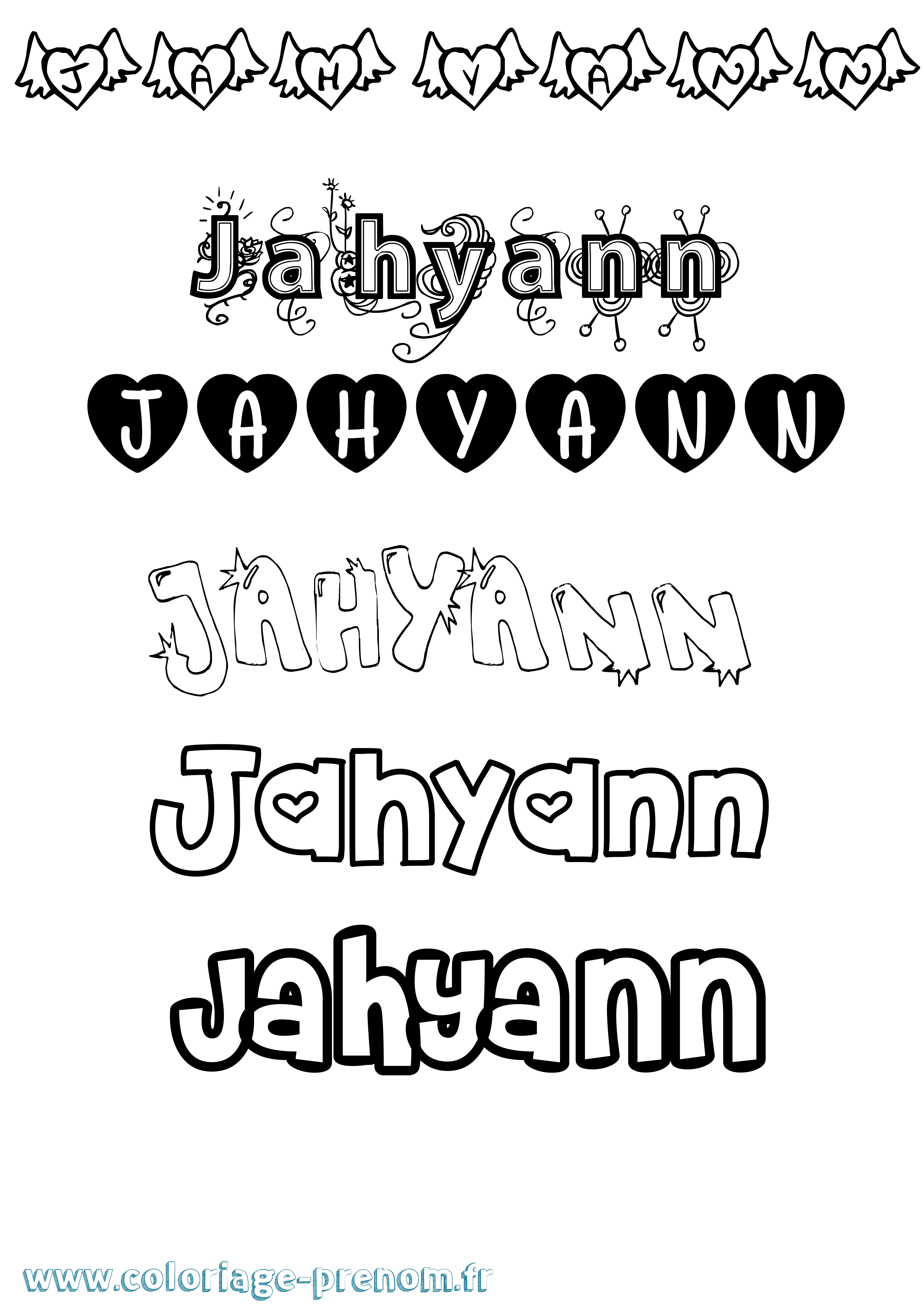 Coloriage prénom Jahyann Girly