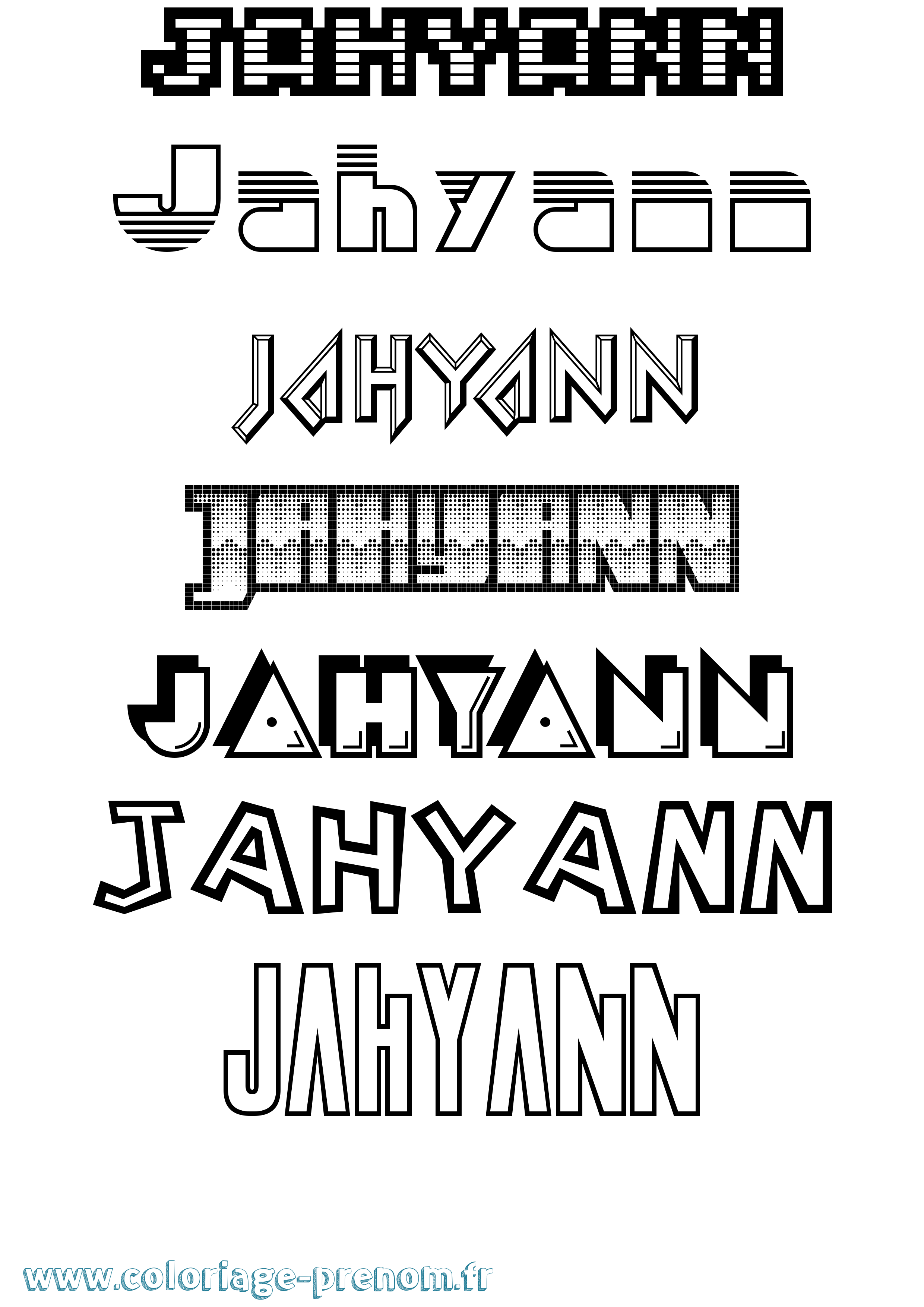 Coloriage prénom Jahyann Jeux Vidéos