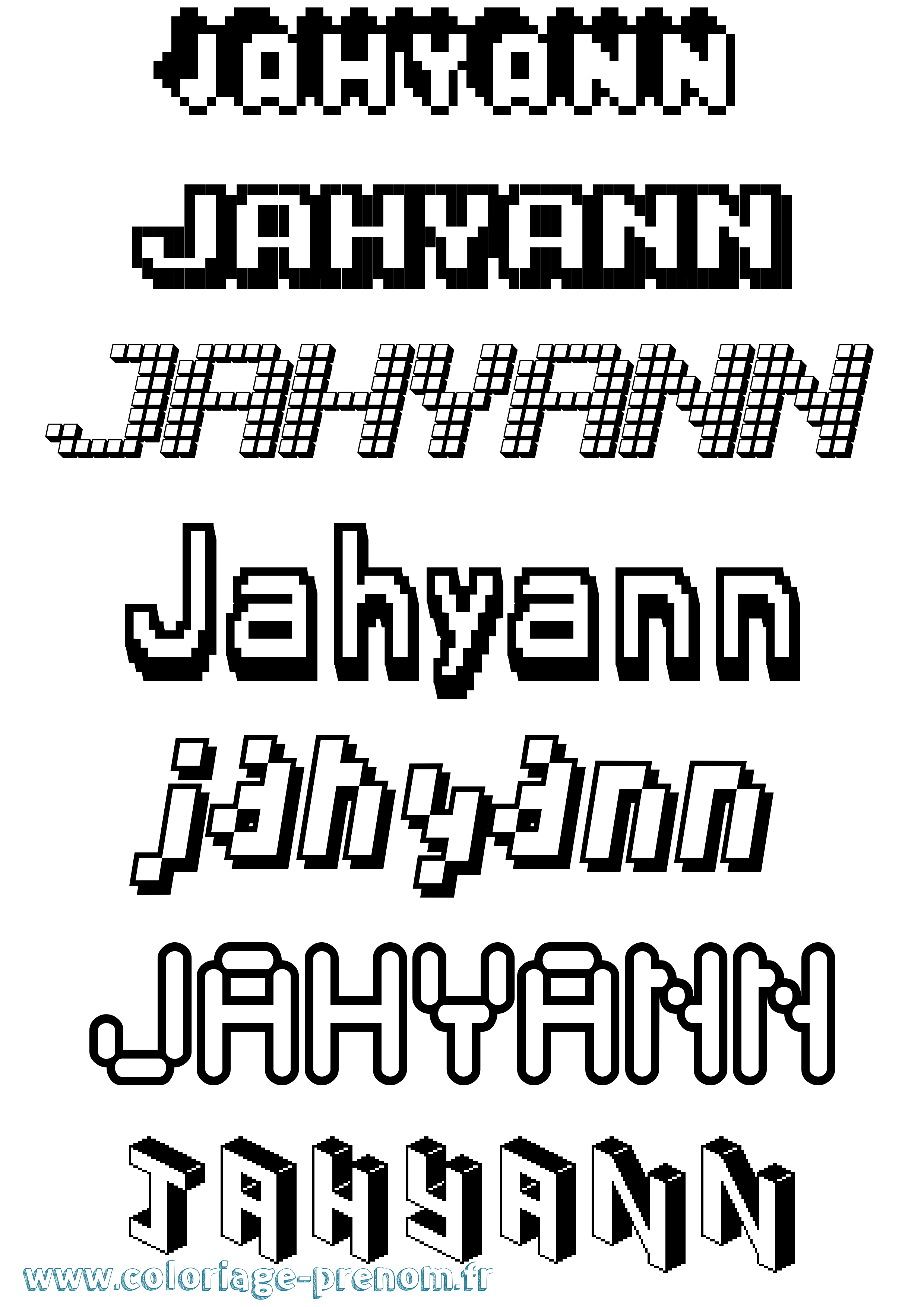 Coloriage prénom Jahyann Pixel