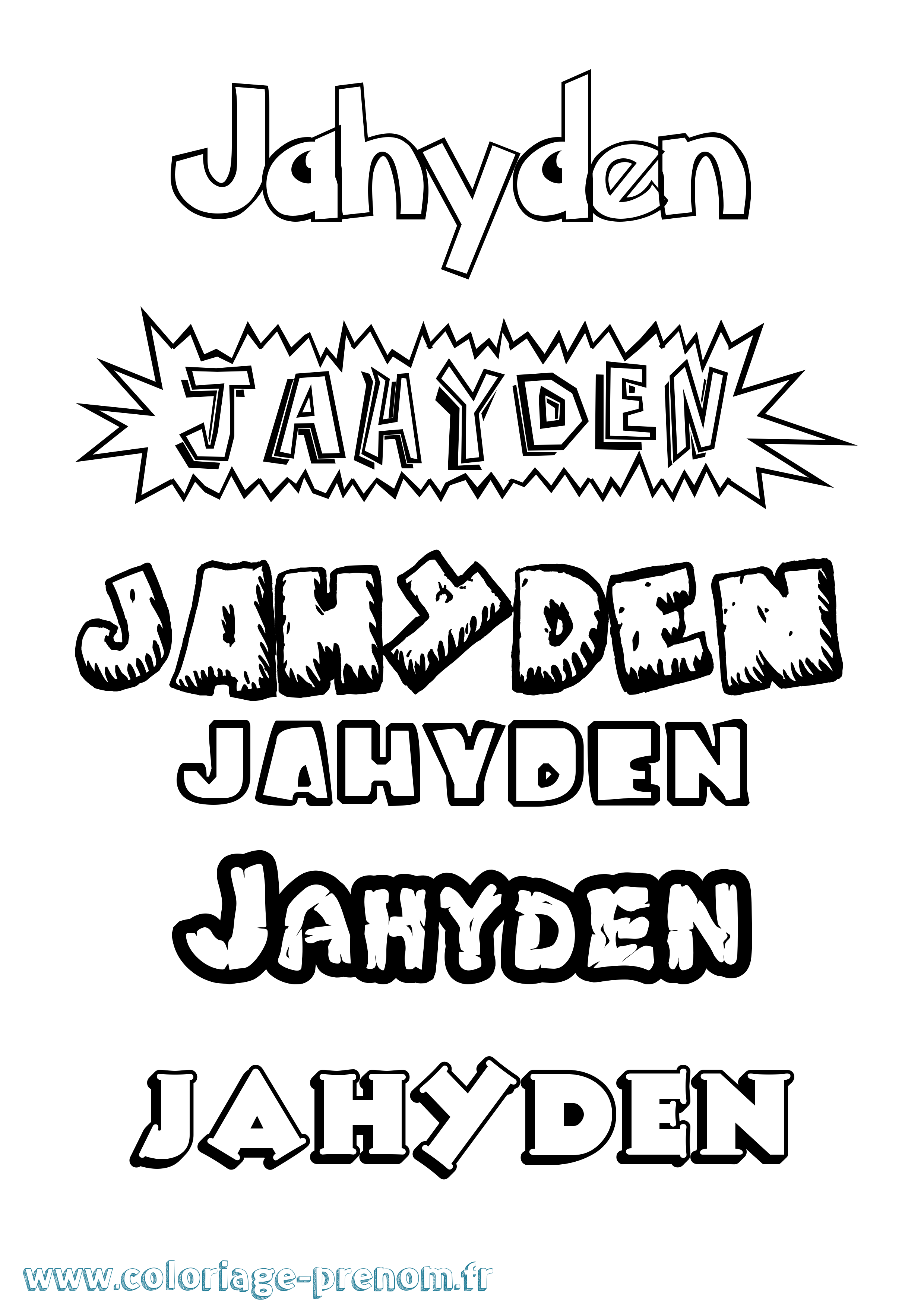 Coloriage Jahyden Dessin Animé Coloriage prénom Jahyden Dessin Animé