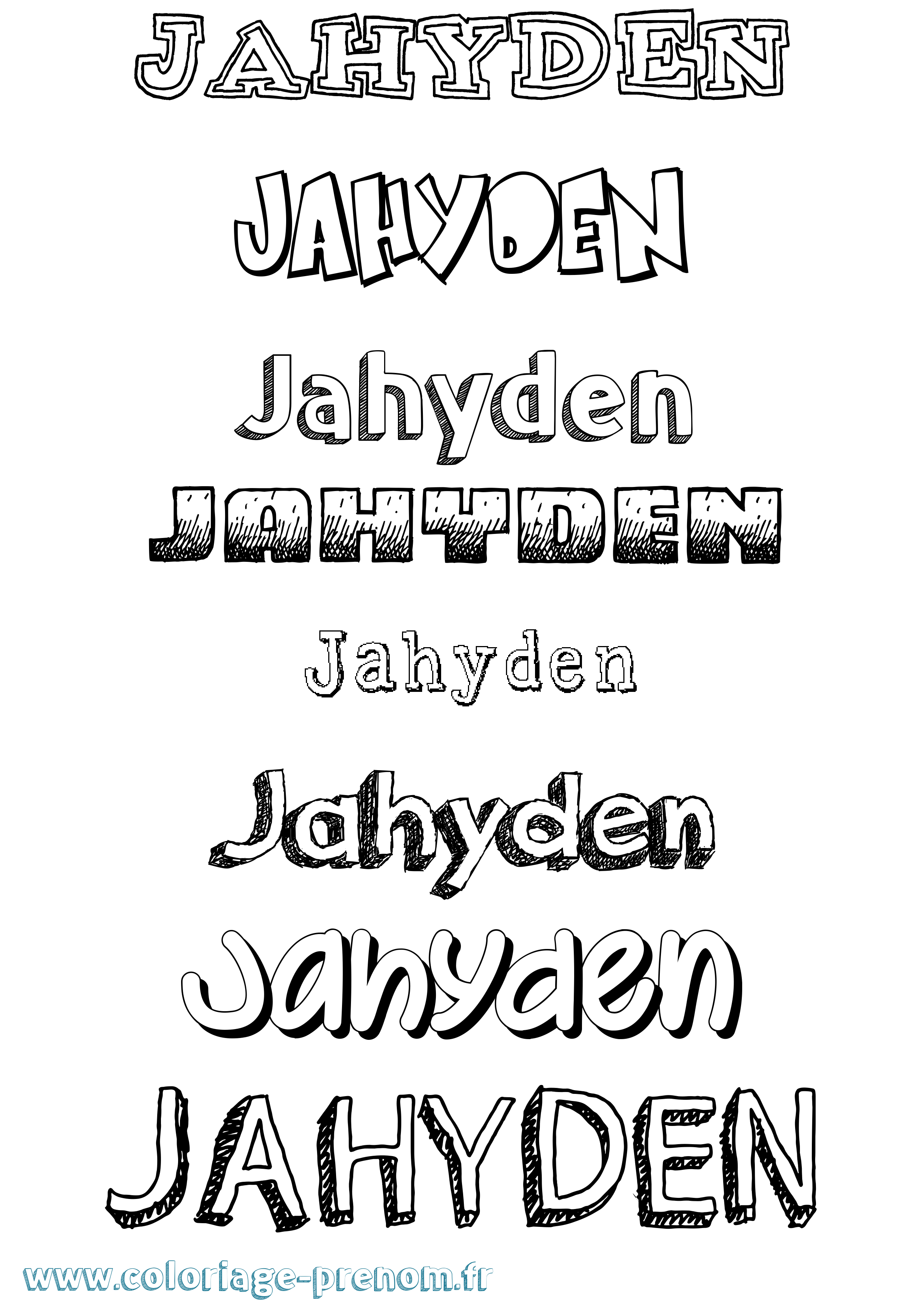 Coloriage Jahyden Dessiné Coloriage prénom Jahyden Dessiné