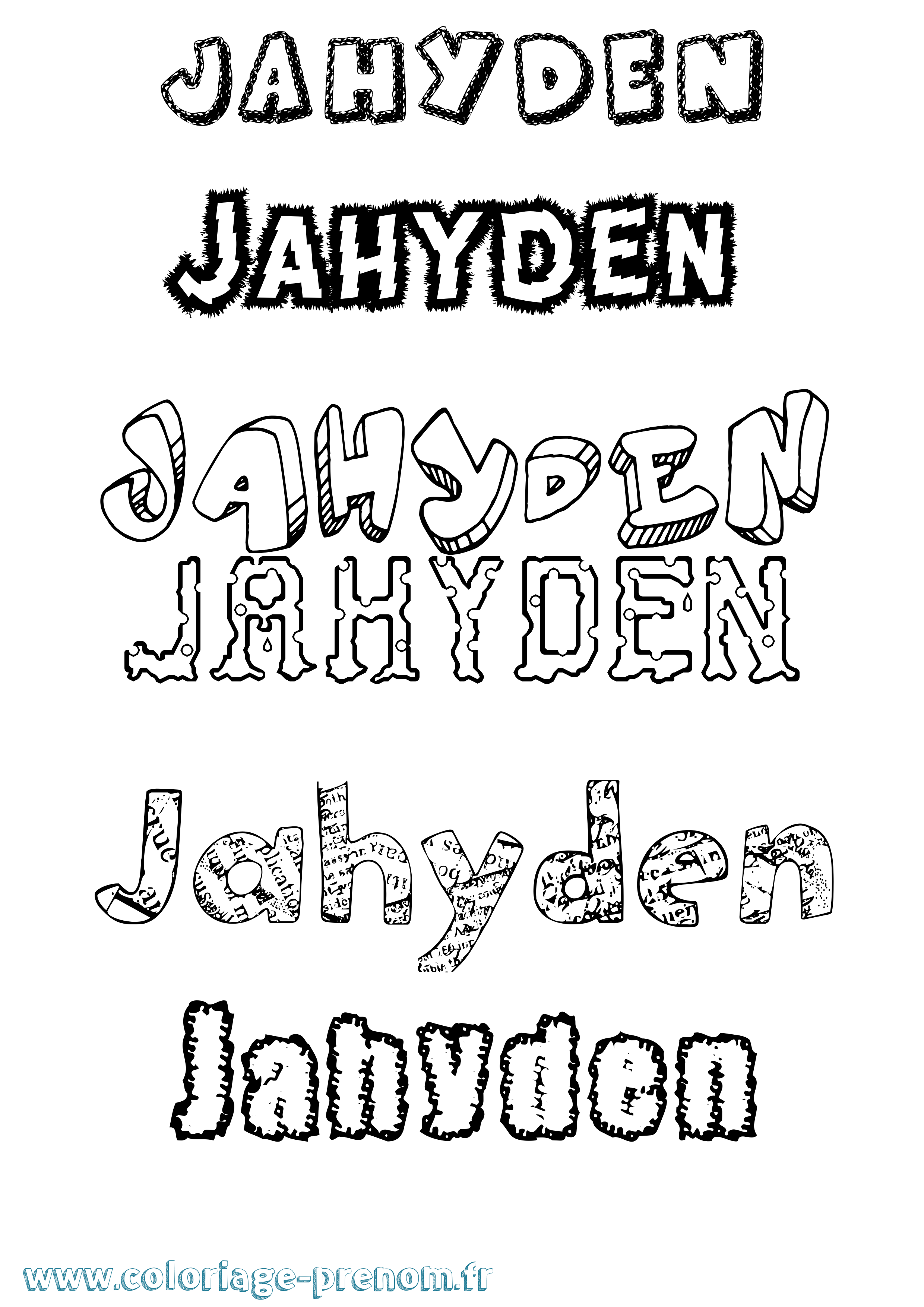 Coloriage Jahyden Destructuré Coloriage prénom Jahyden Destructuré