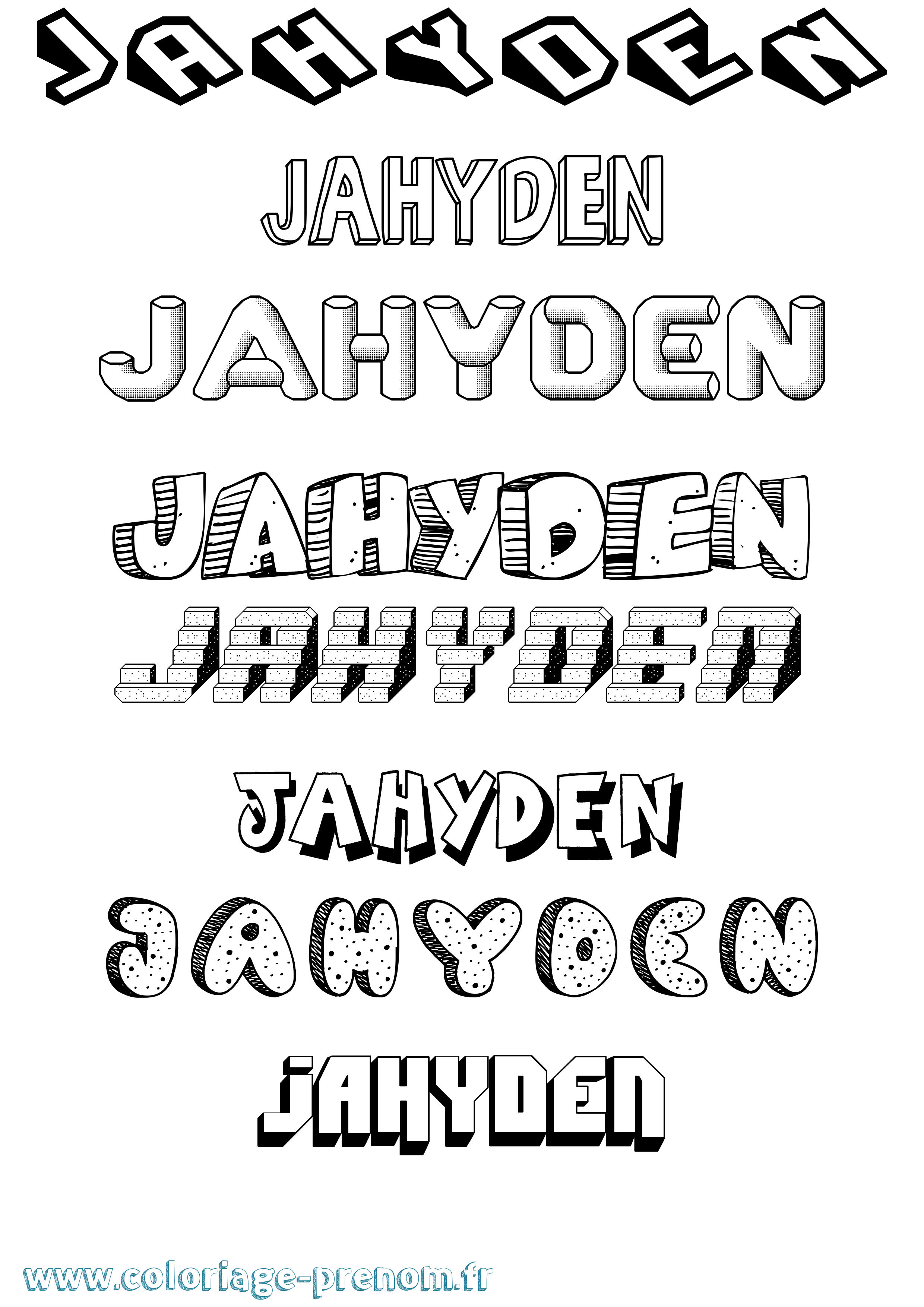 Coloriage Jahyden Effet 3D Coloriage prénom Jahyden Effet 3D