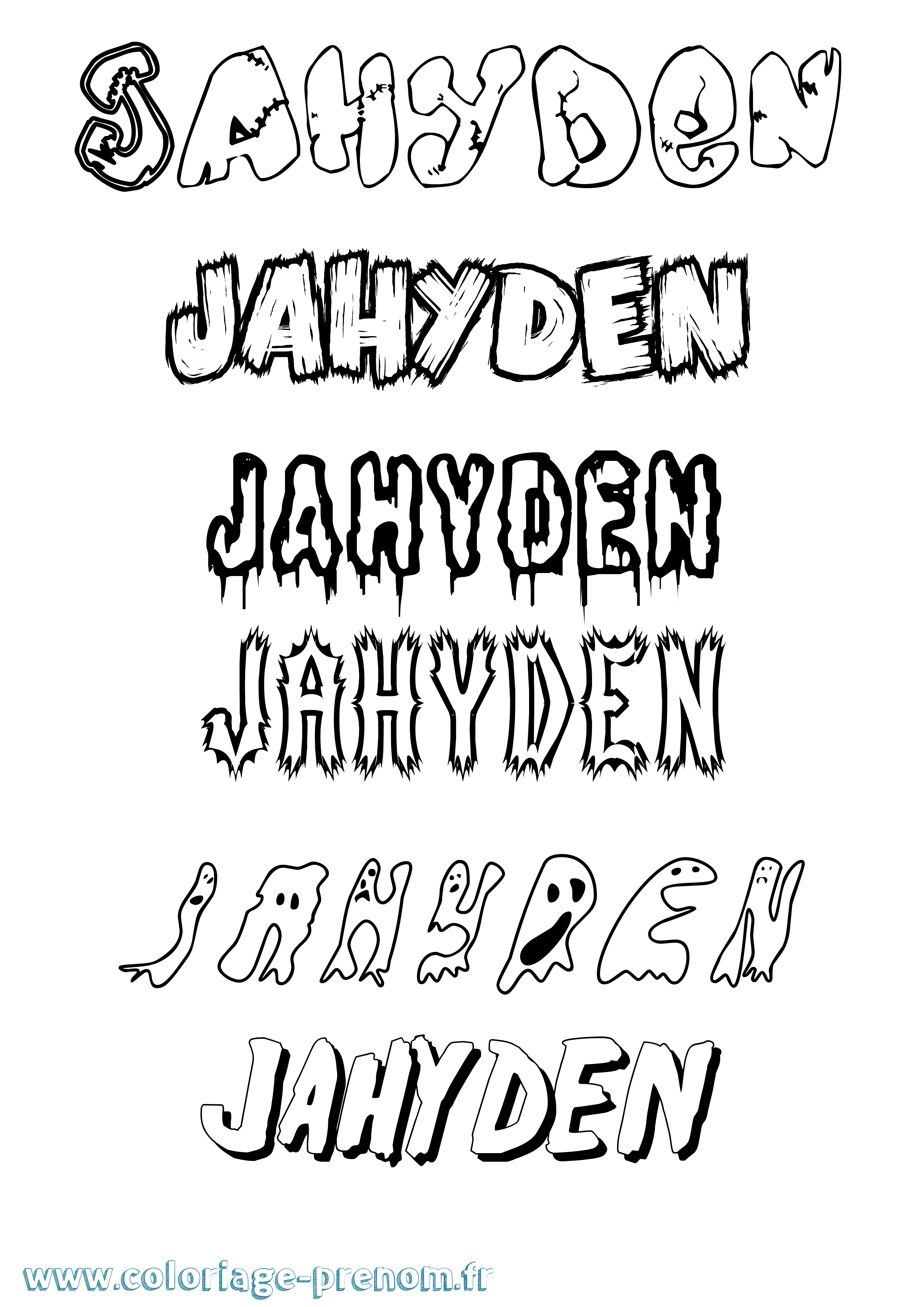 Coloriage Jahyden Frisson Coloriage prénom Jahyden Frisson