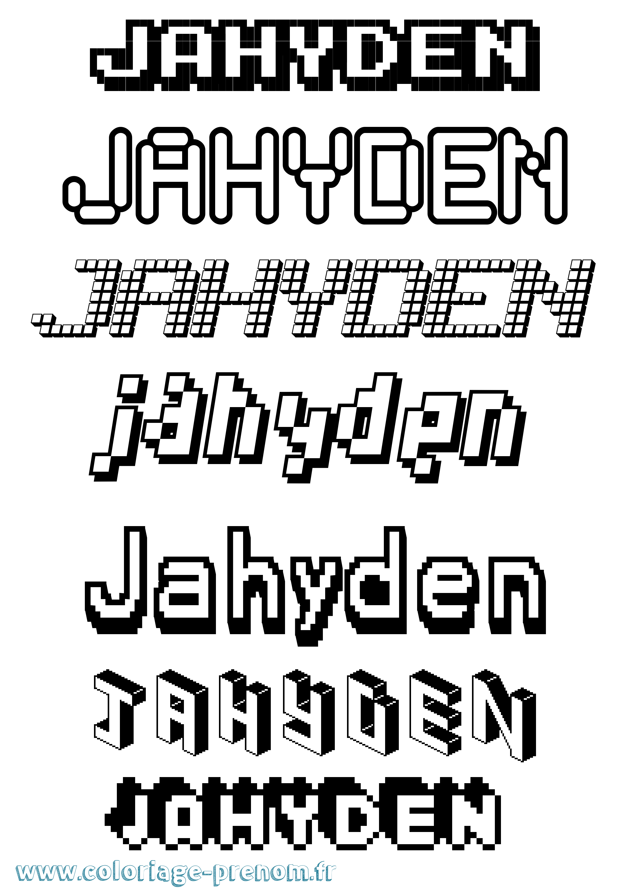 Coloriage Jahyden Pixel Coloriage prénom Jahyden Pixel