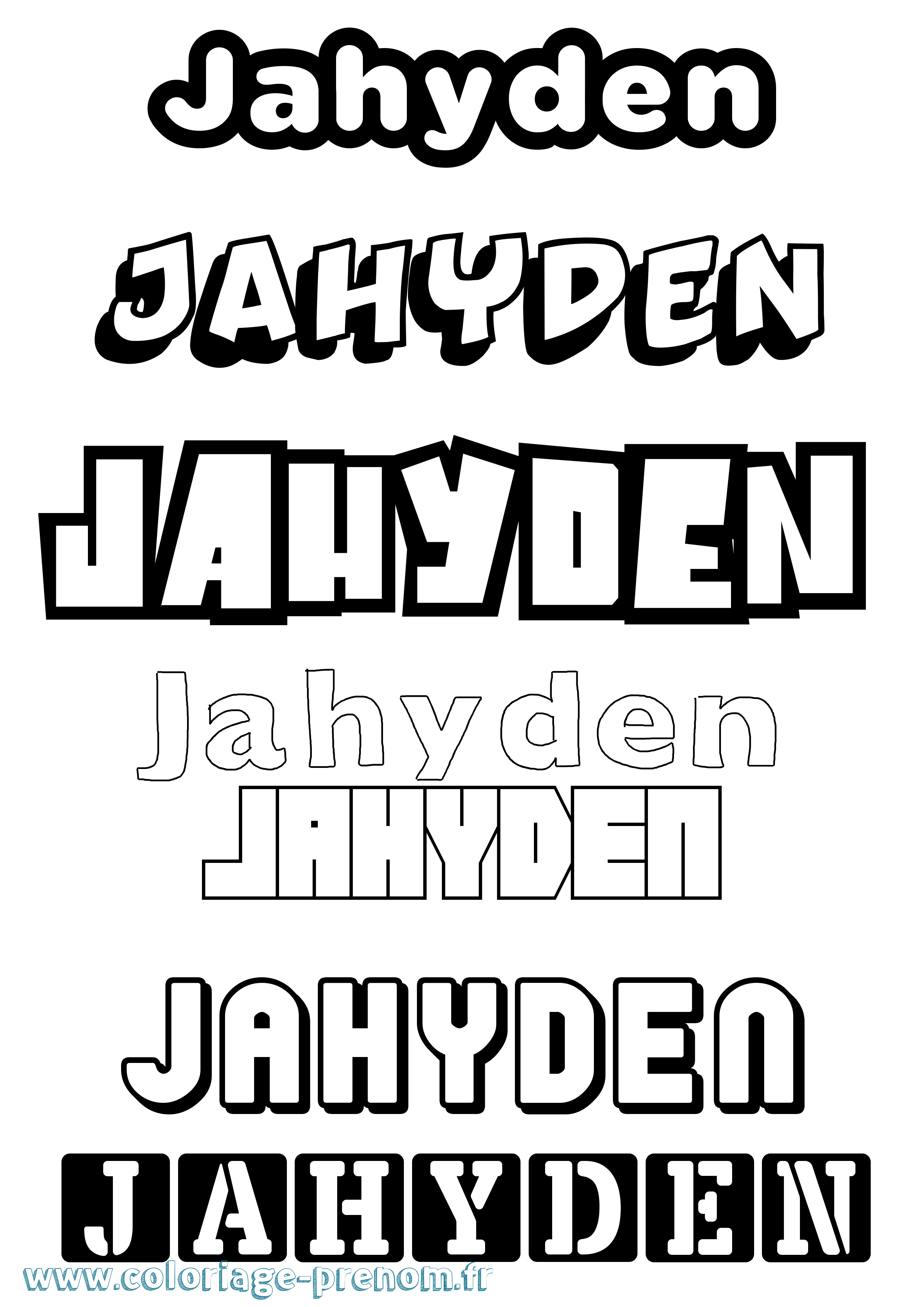 Coloriage Jahyden Simple Coloriage prénom Jahyden Simple