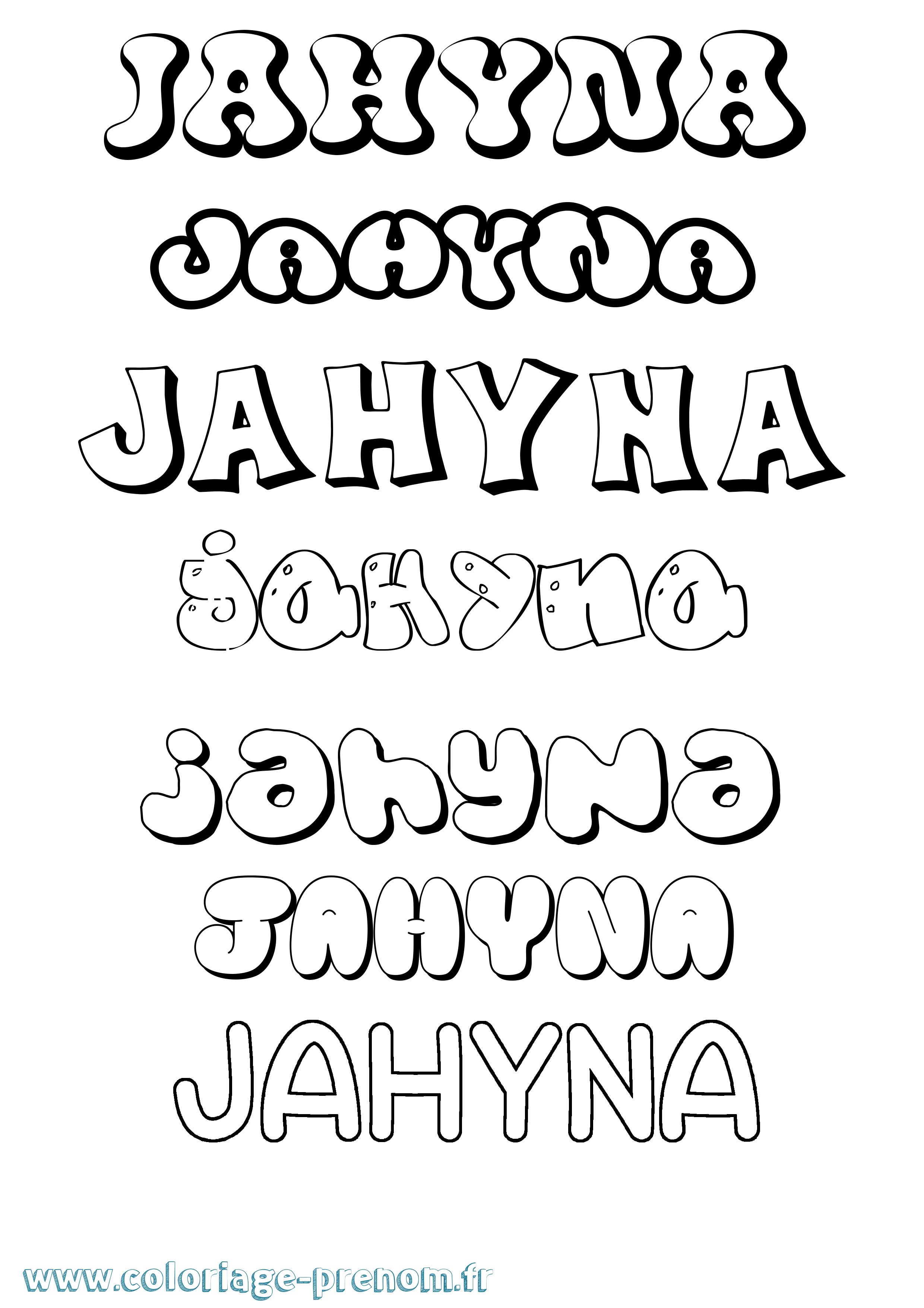 Coloriage Jahyna Bubble Coloriage prénom Jahyna Bubble