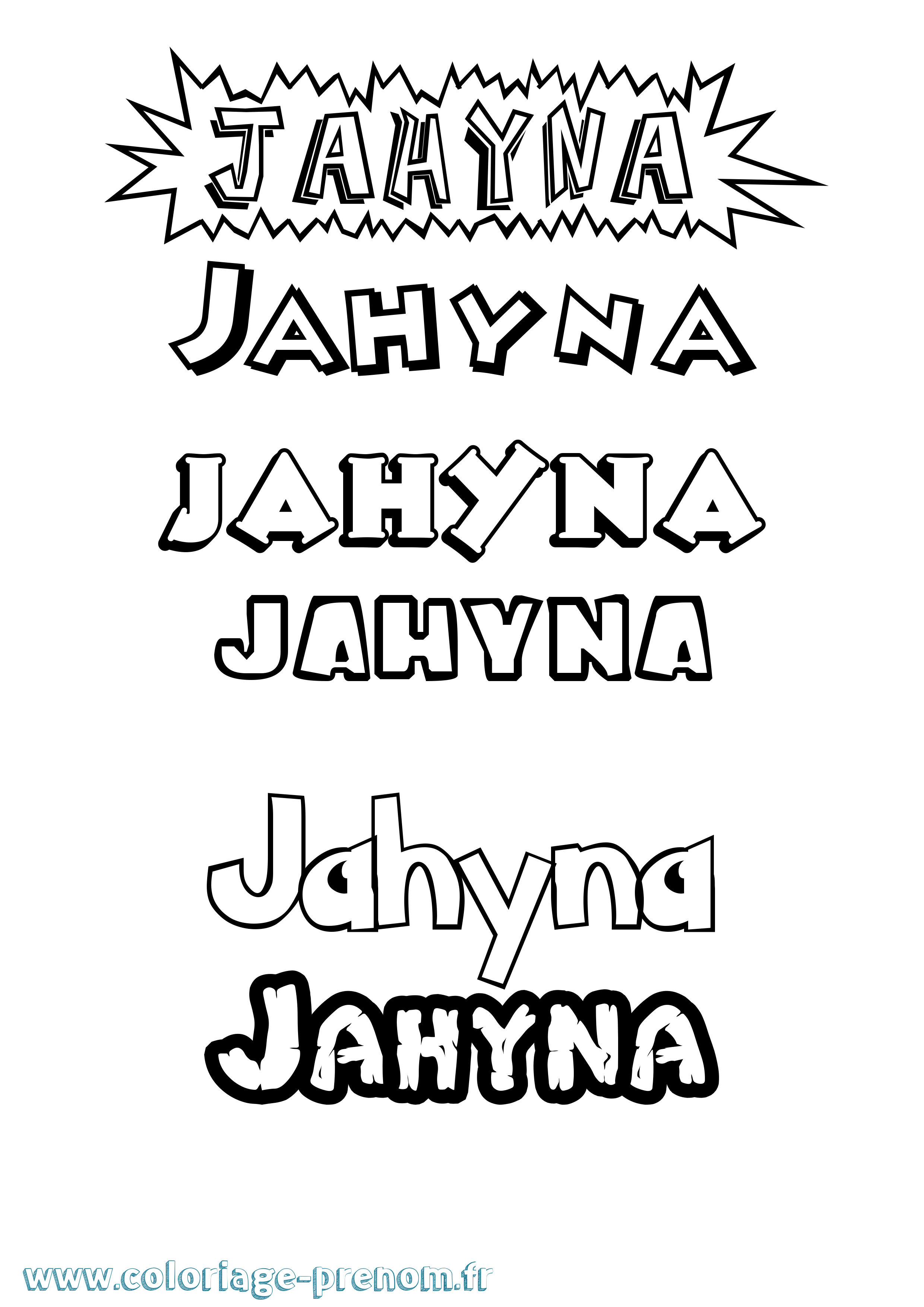 Coloriage Jahyna Dessin Animé Coloriage prénom Jahyna Dessin Animé