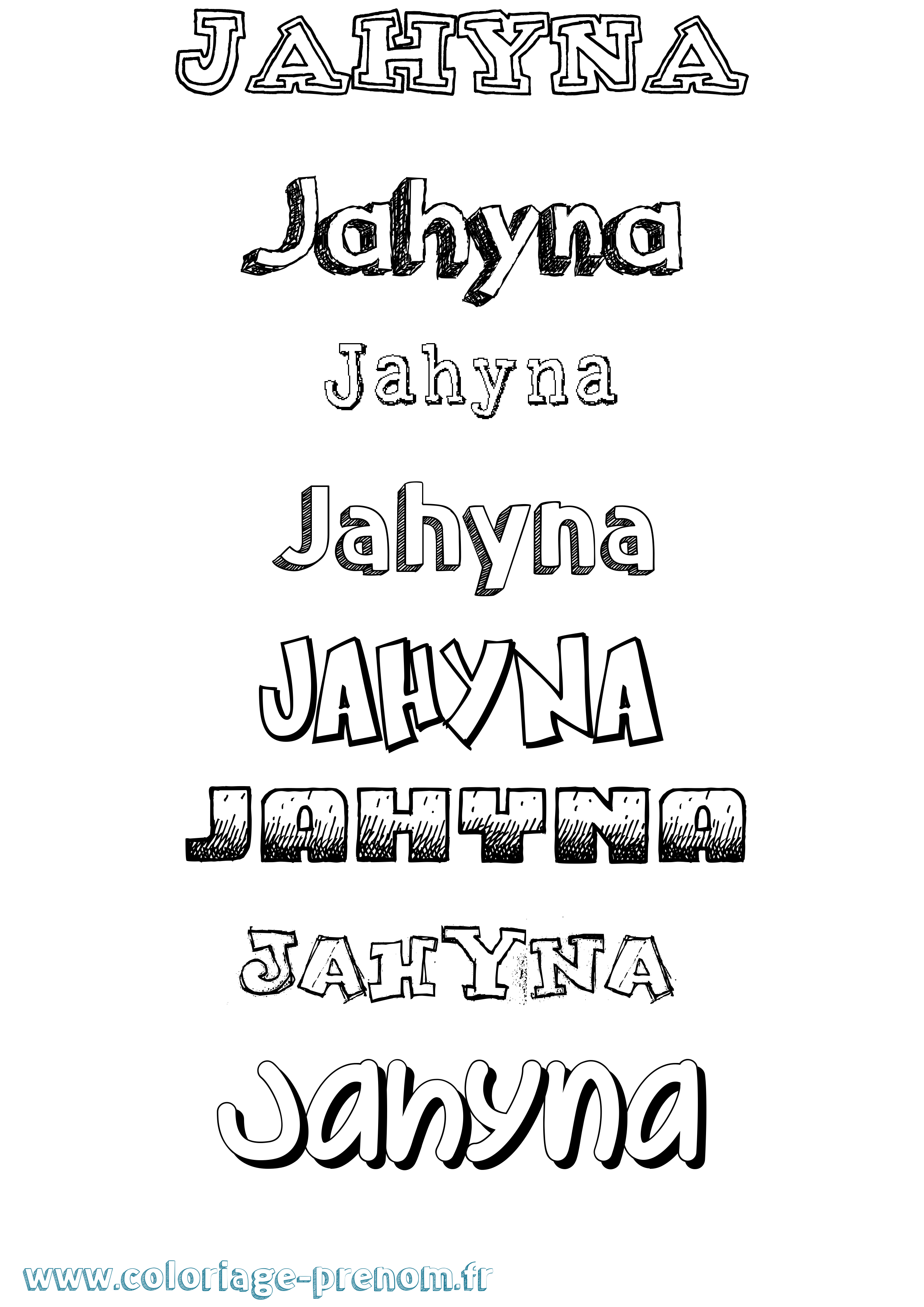 Coloriage Jahyna Dessiné Coloriage prénom Jahyna Dessiné