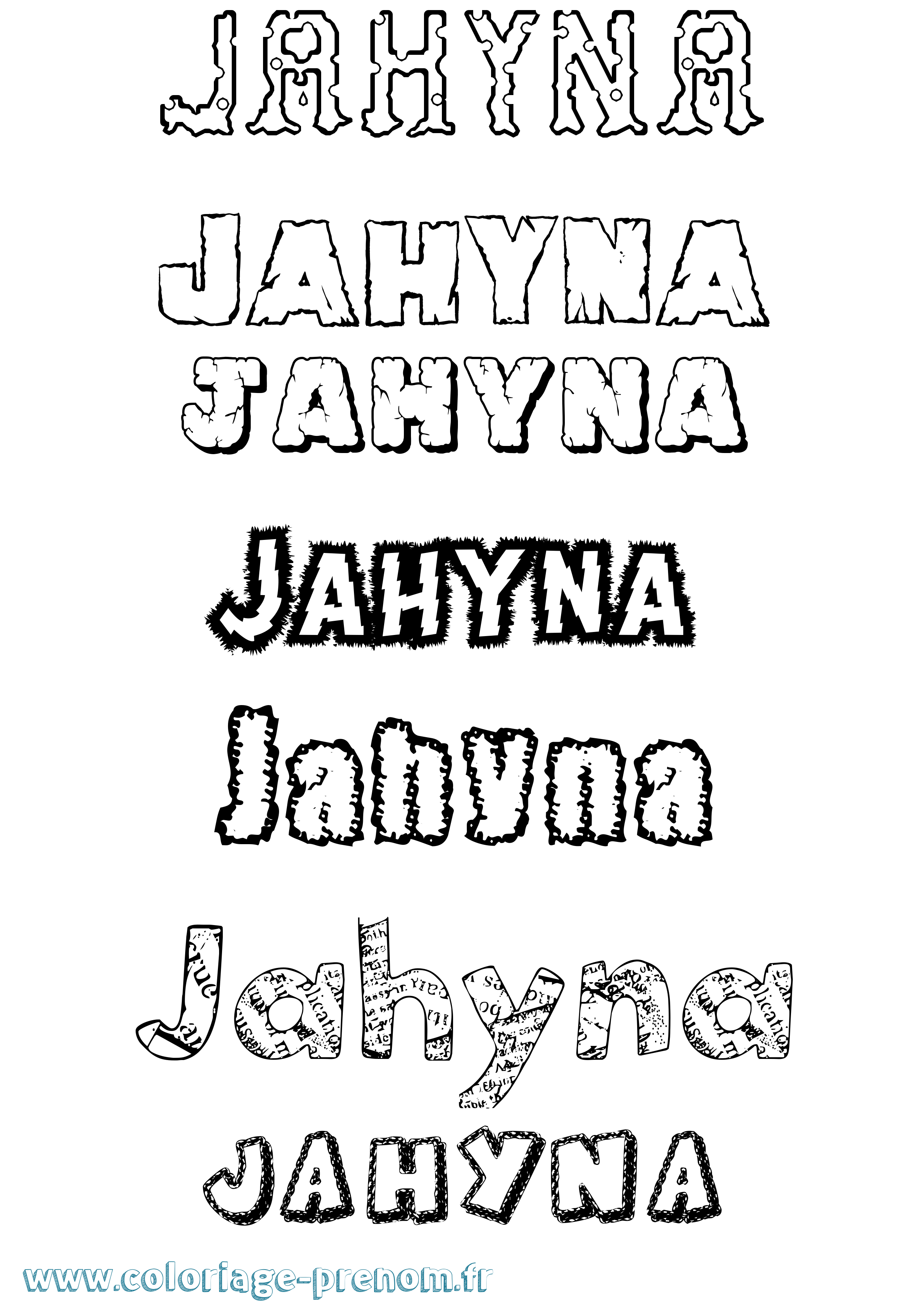 Coloriage Jahyna Destructuré Coloriage prénom Jahyna Destructuré