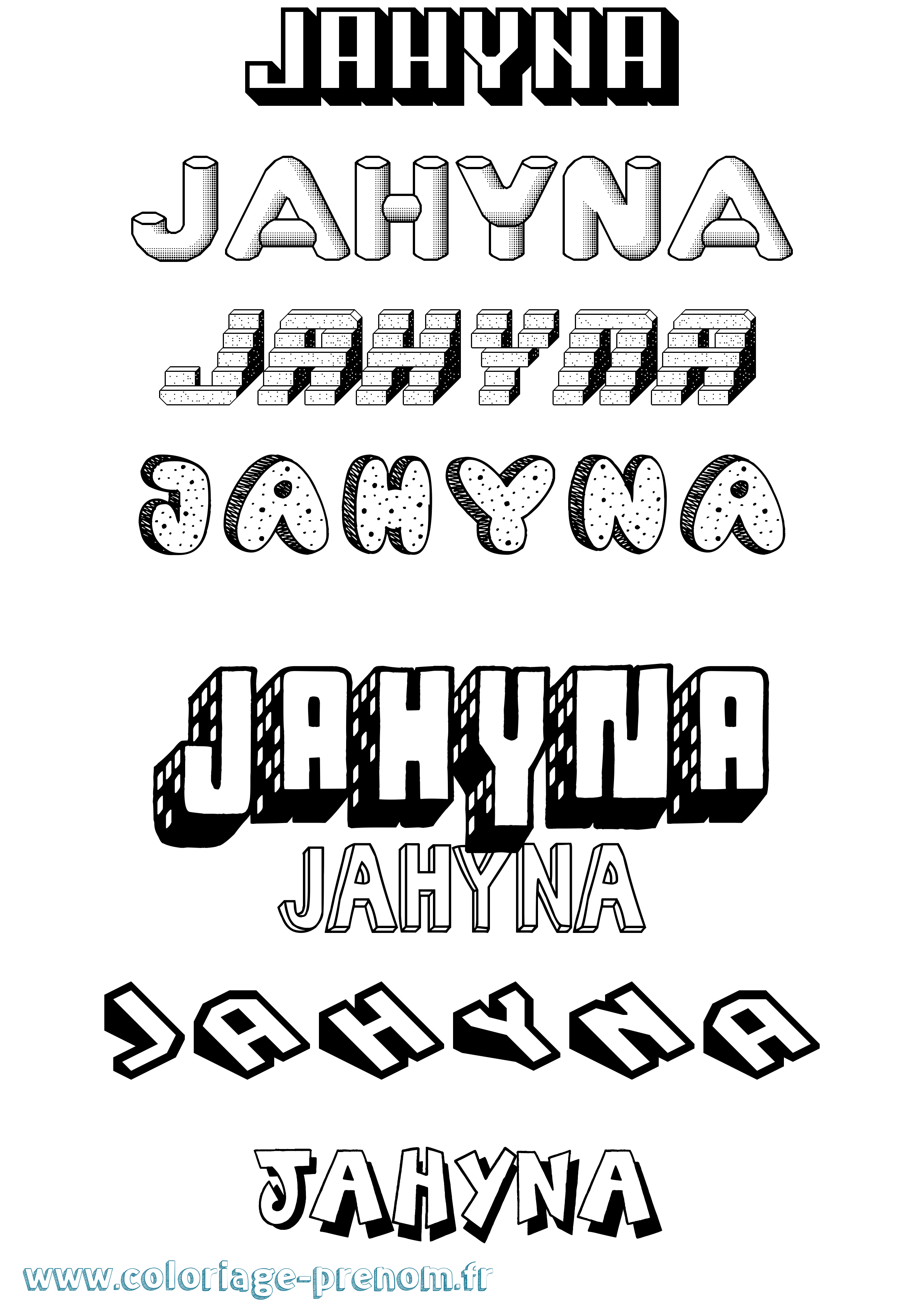 Coloriage Jahyna Effet 3D Coloriage prénom Jahyna Effet 3D