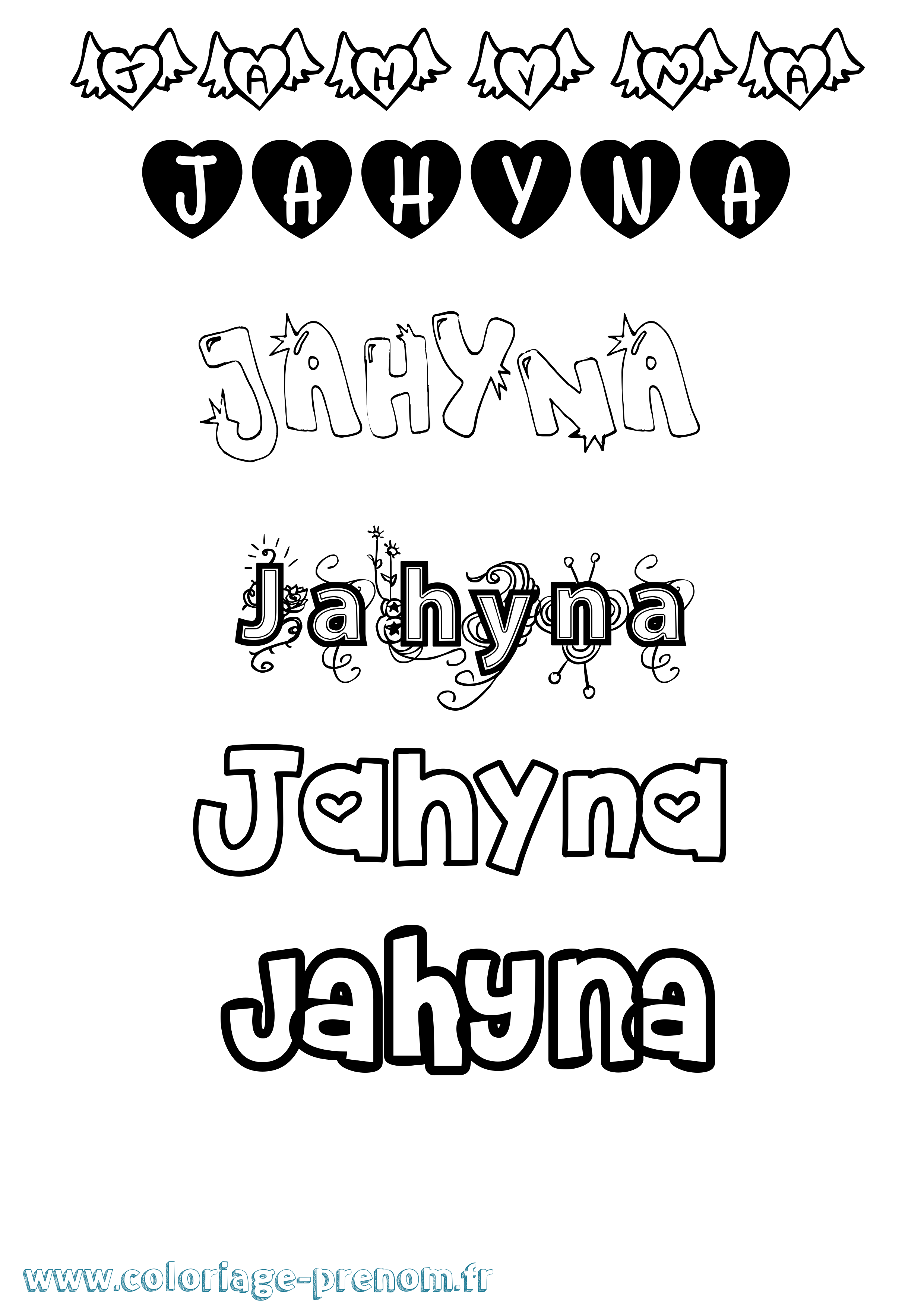Coloriage Jahyna Girly Coloriage prénom Jahyna Girly