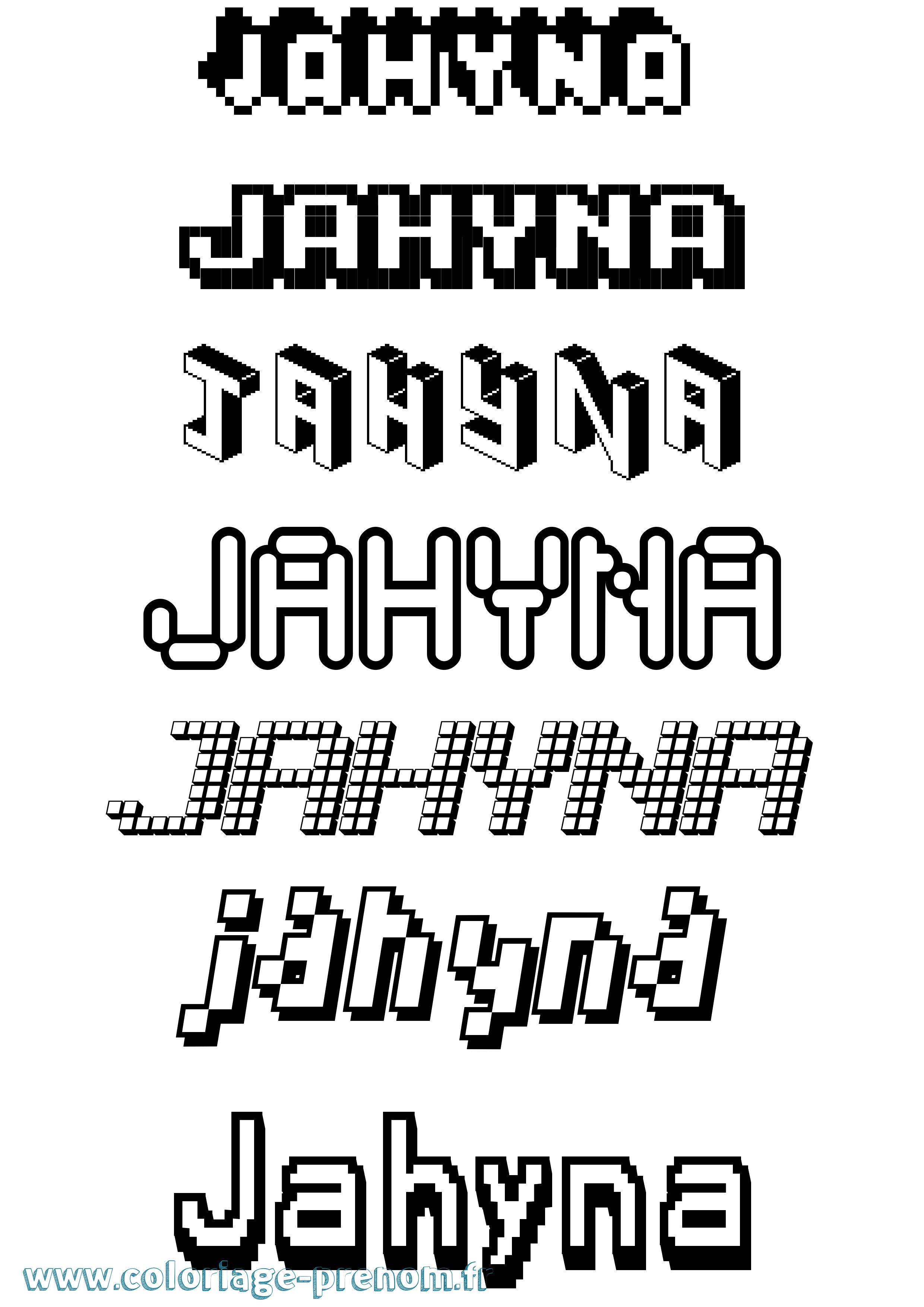 Coloriage Jahyna Pixel Coloriage prénom Jahyna Pixel