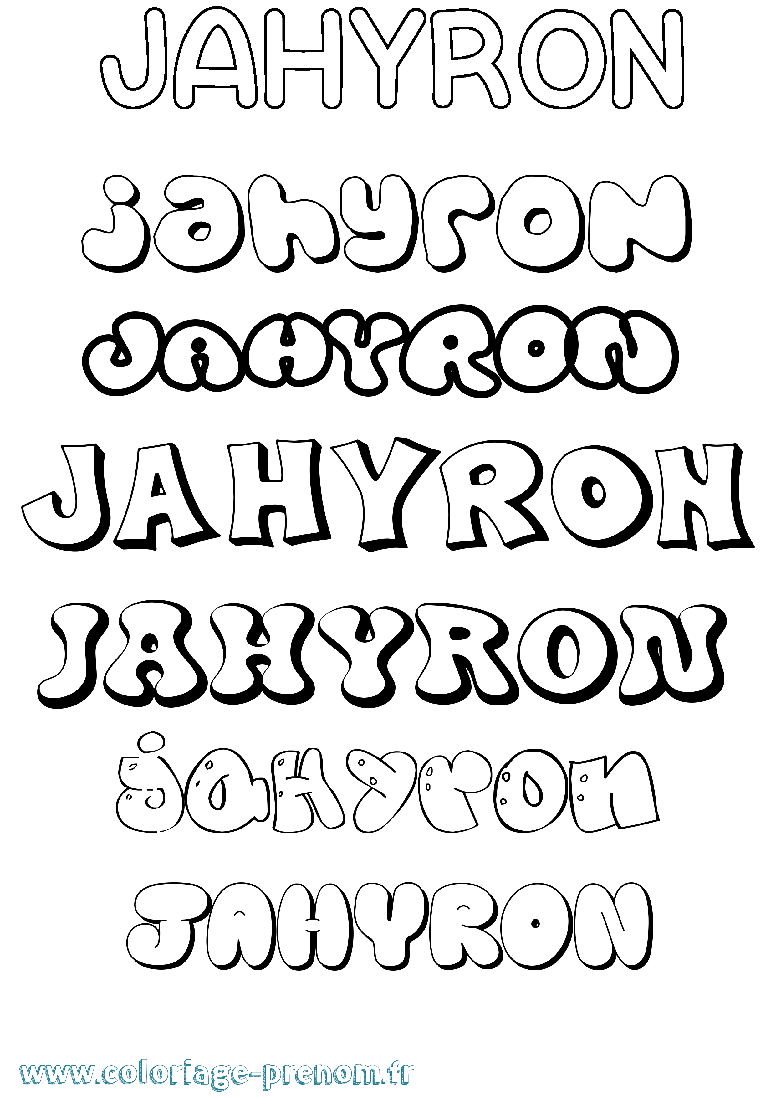 Coloriage prénom Jahyron Bubble