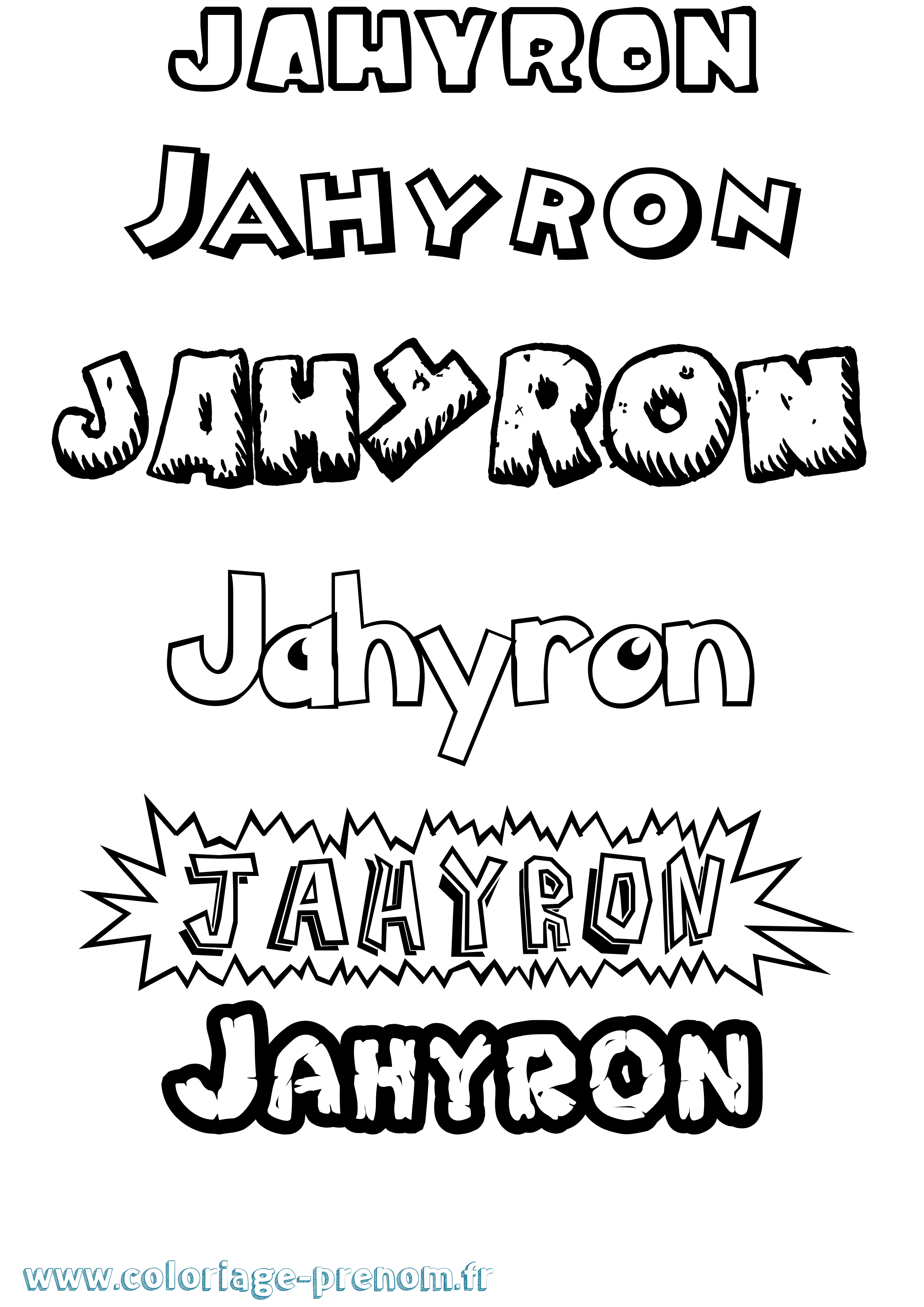 Coloriage prénom Jahyron Dessin Animé