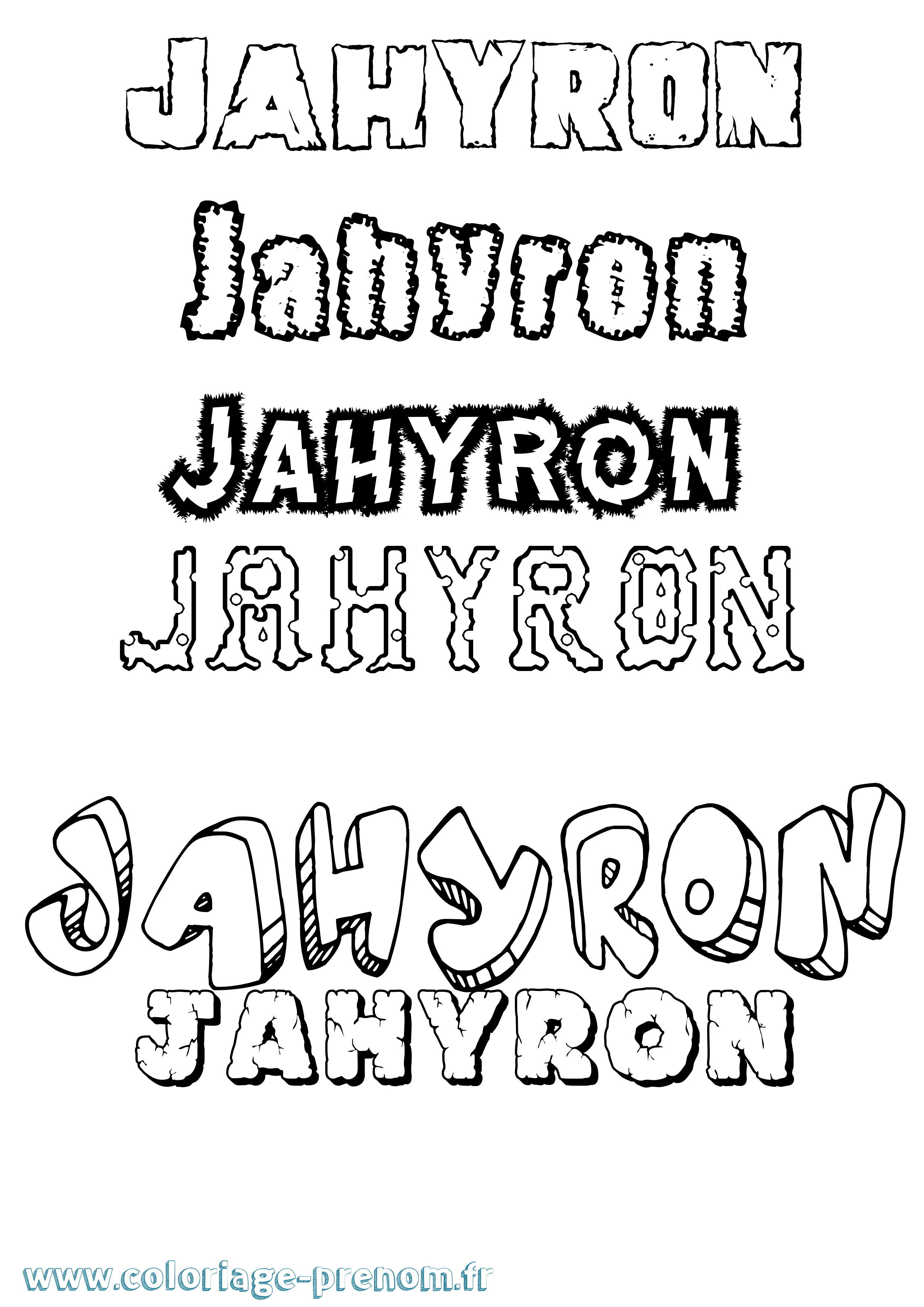 Coloriage prénom Jahyron Destructuré
