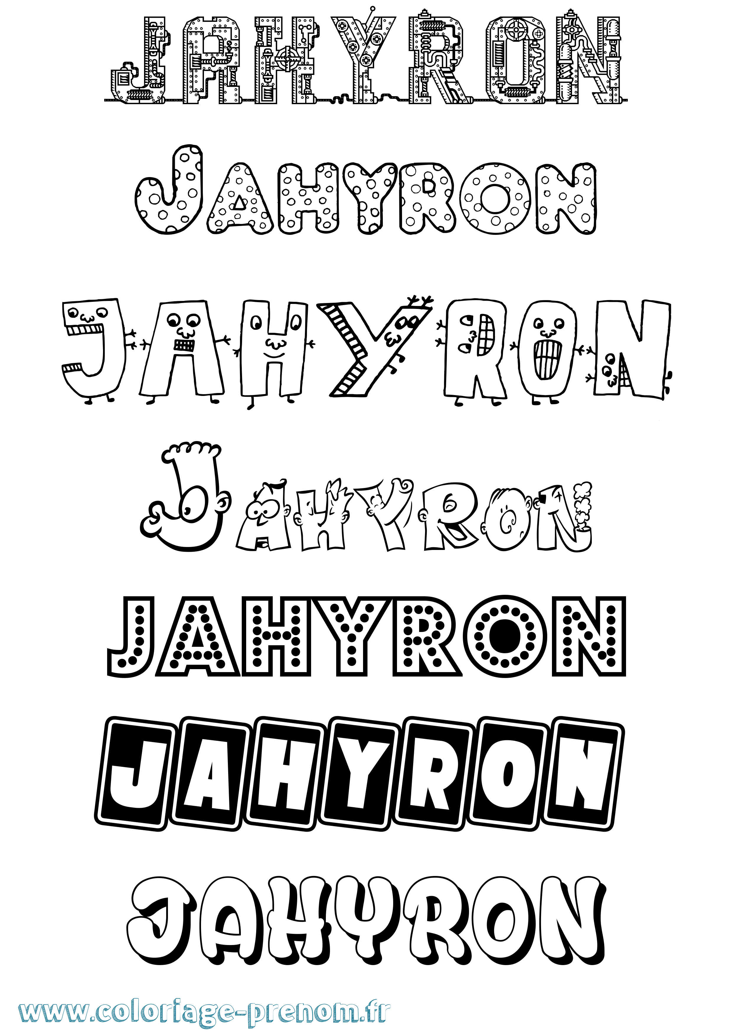 Coloriage prénom Jahyron Fun