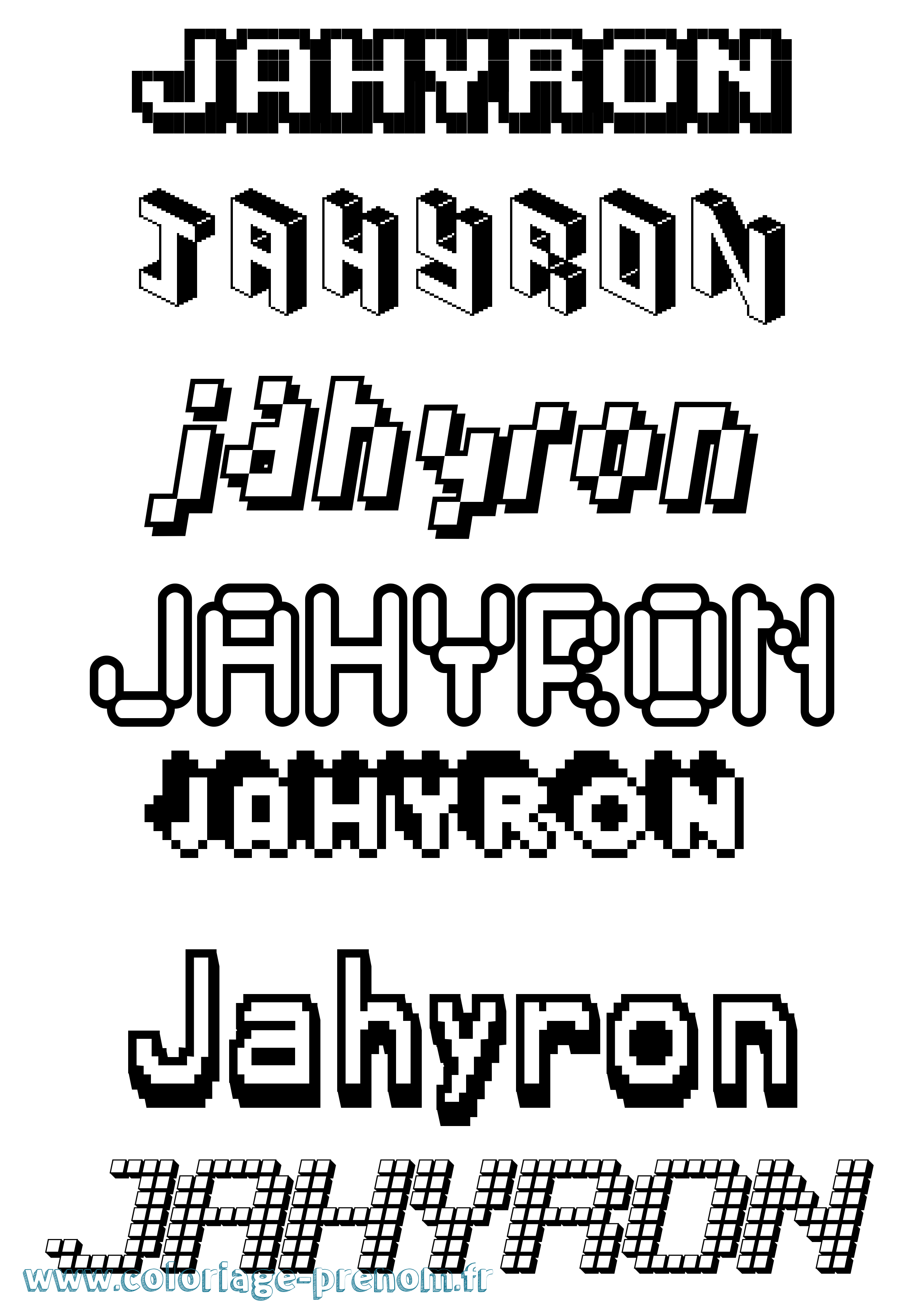 Coloriage prénom Jahyron Pixel