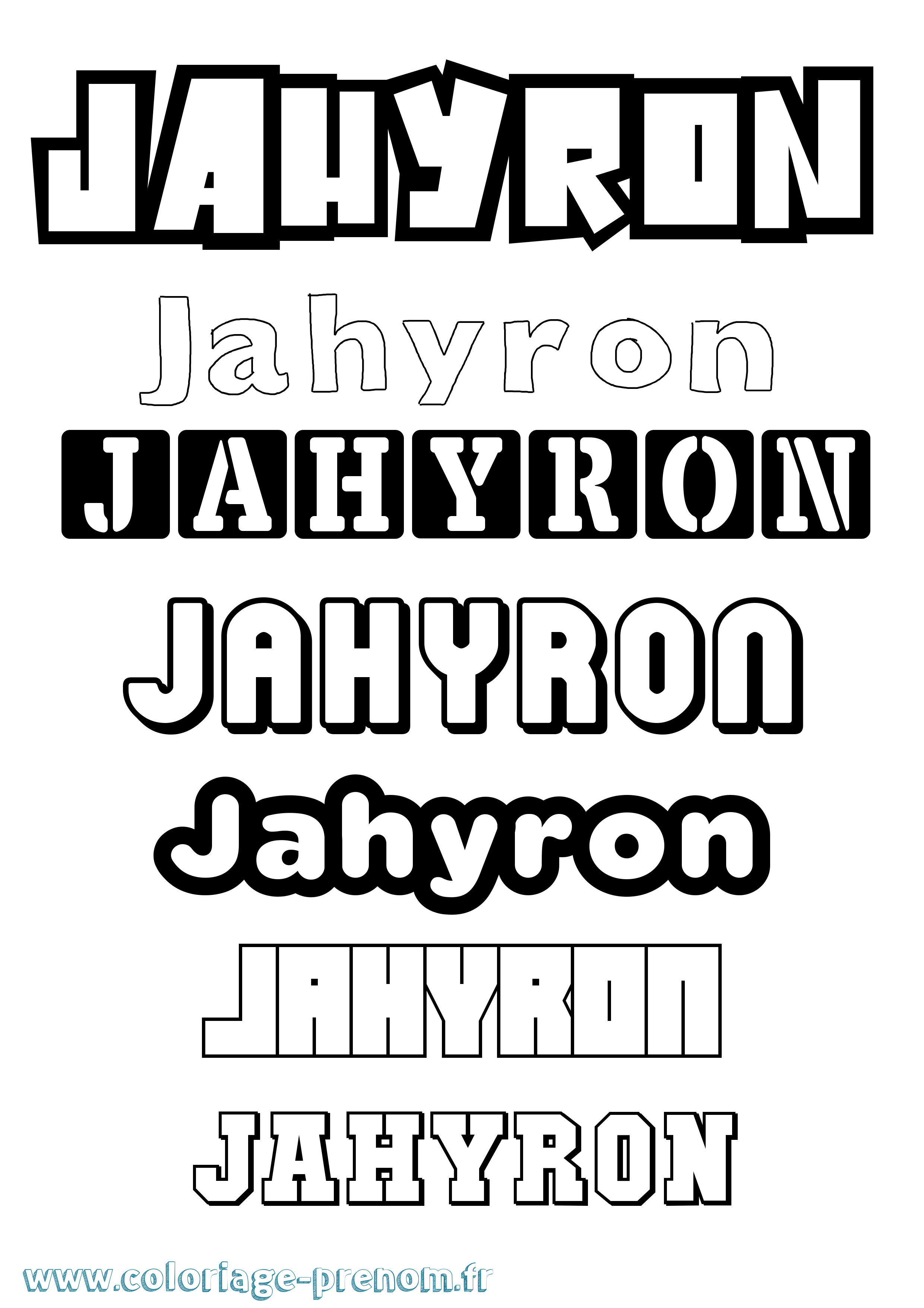 Coloriage prénom Jahyron Simple
