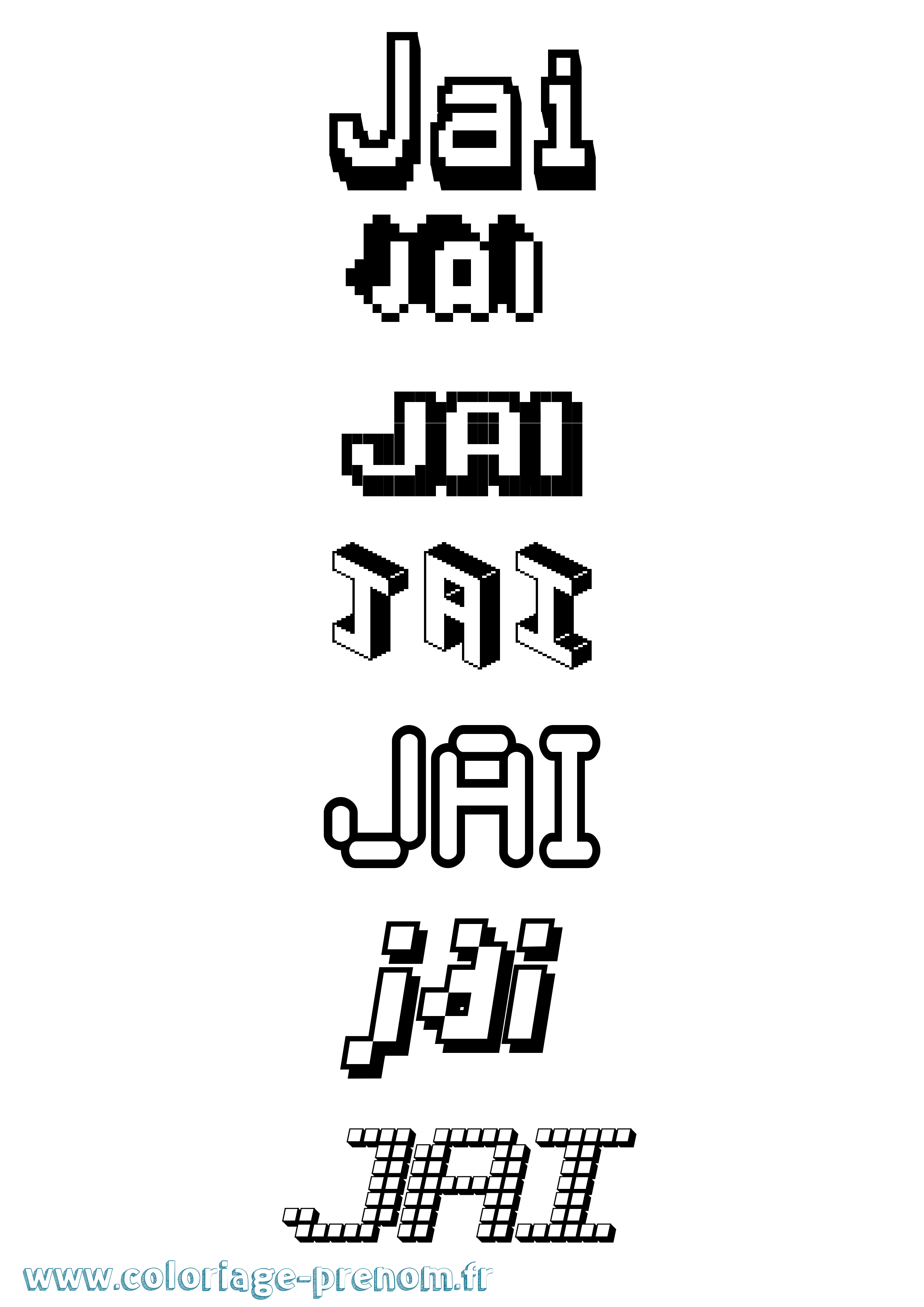 Coloriage prénom Jai Pixel