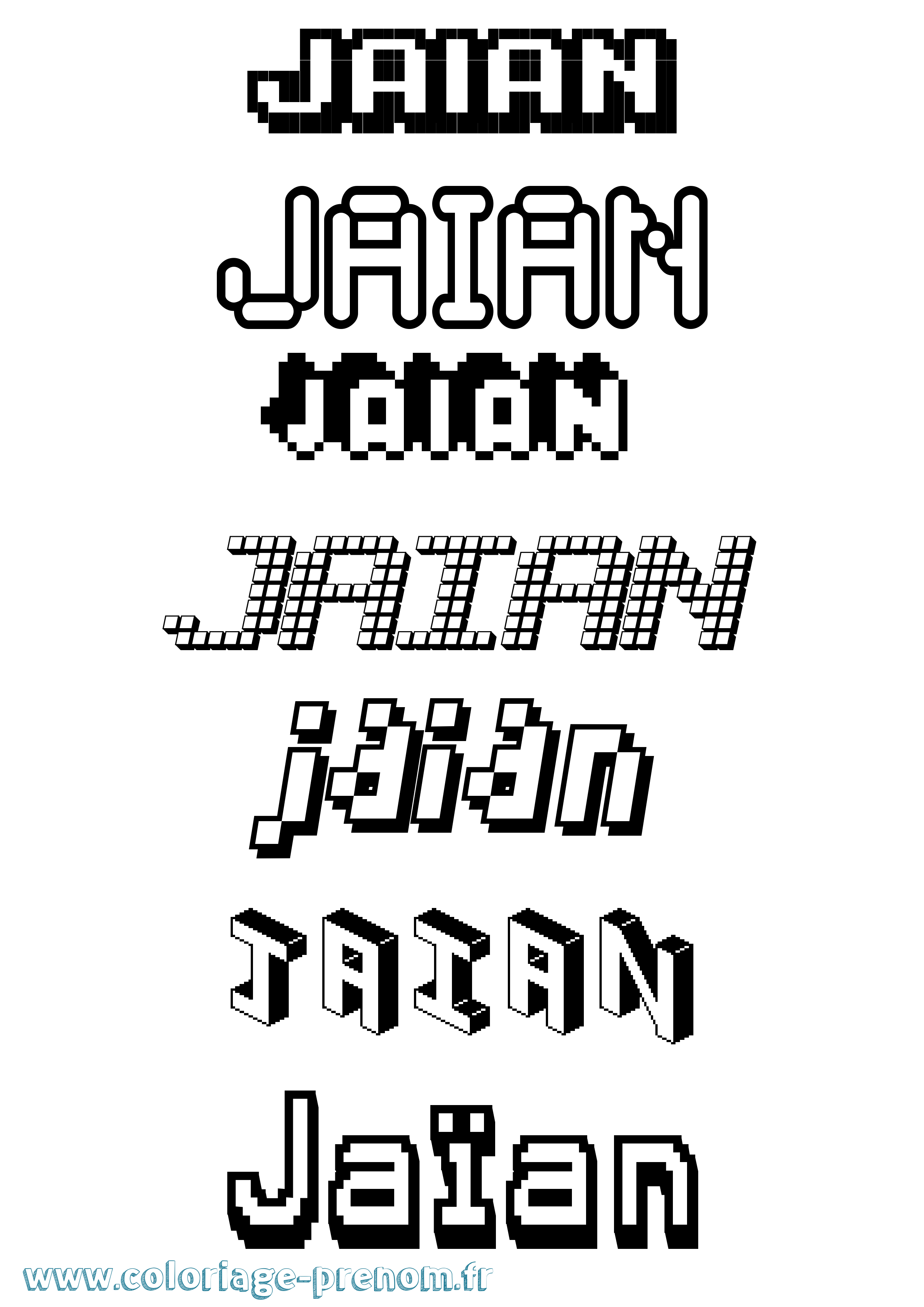 Coloriage prénom Jaïan Pixel